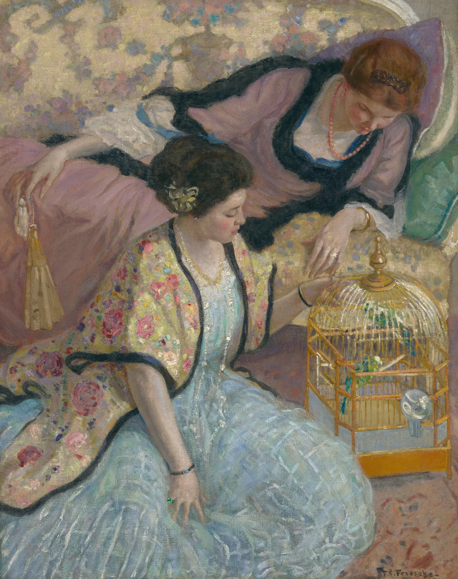 The Parrots Wall Art by Frederick Carl Frieseke - Canvas Print