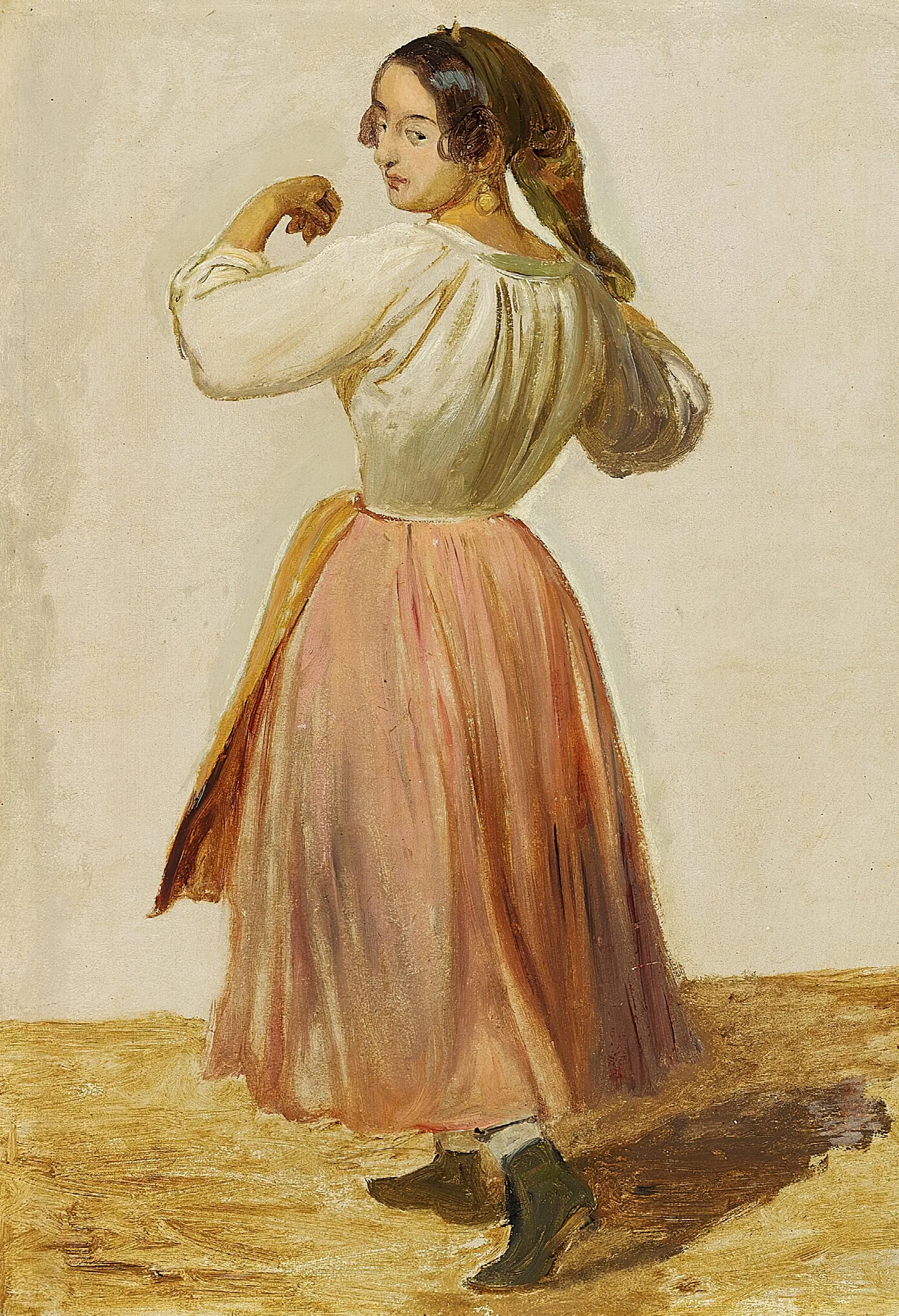 Studie Af Dansende Italienerinde Wall Art by Wilhelm Marstrand - Canvas Print