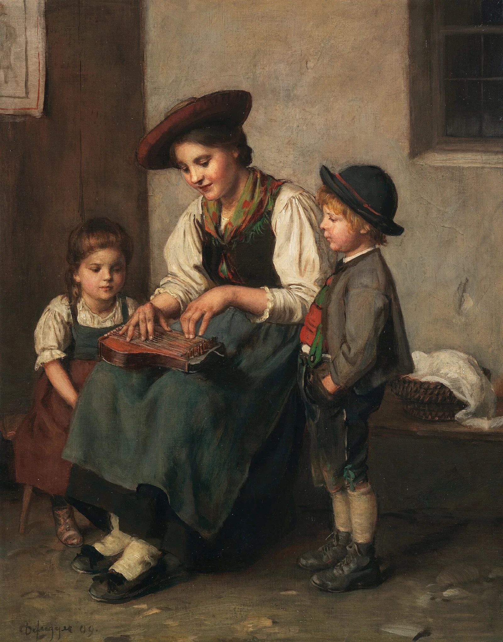 Die Zitherspielerin Wall Art by Franz von Defregger - Canvas Print