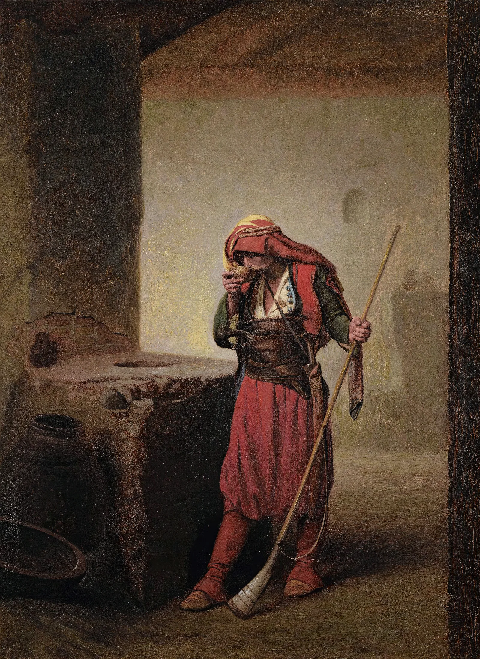 Arnaut Drinking Wall Art by Jean-Léon Gérôme - Canvas Print