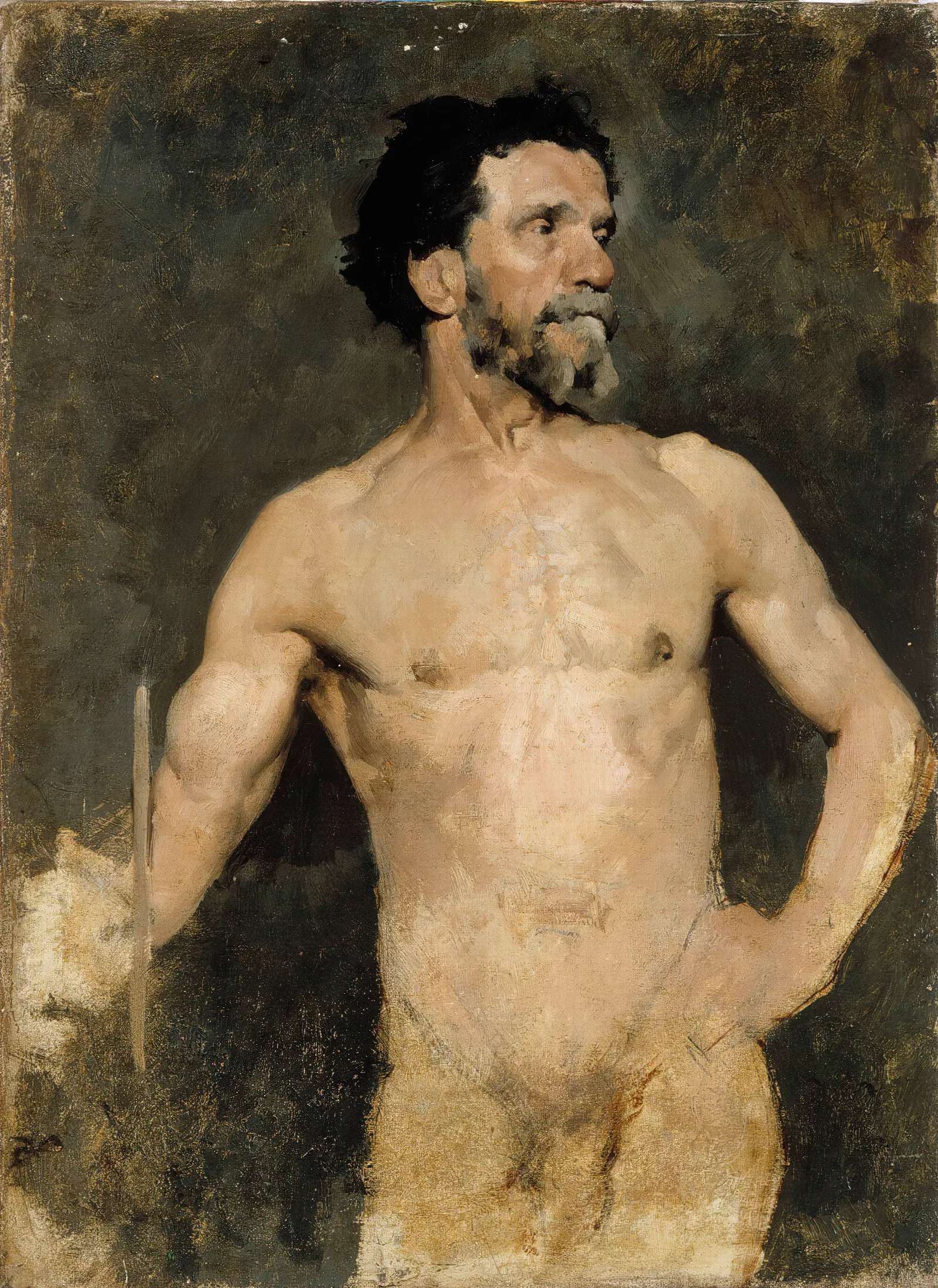 Male Model Study Wall Art by Albert Edelfelt - Canvas Print