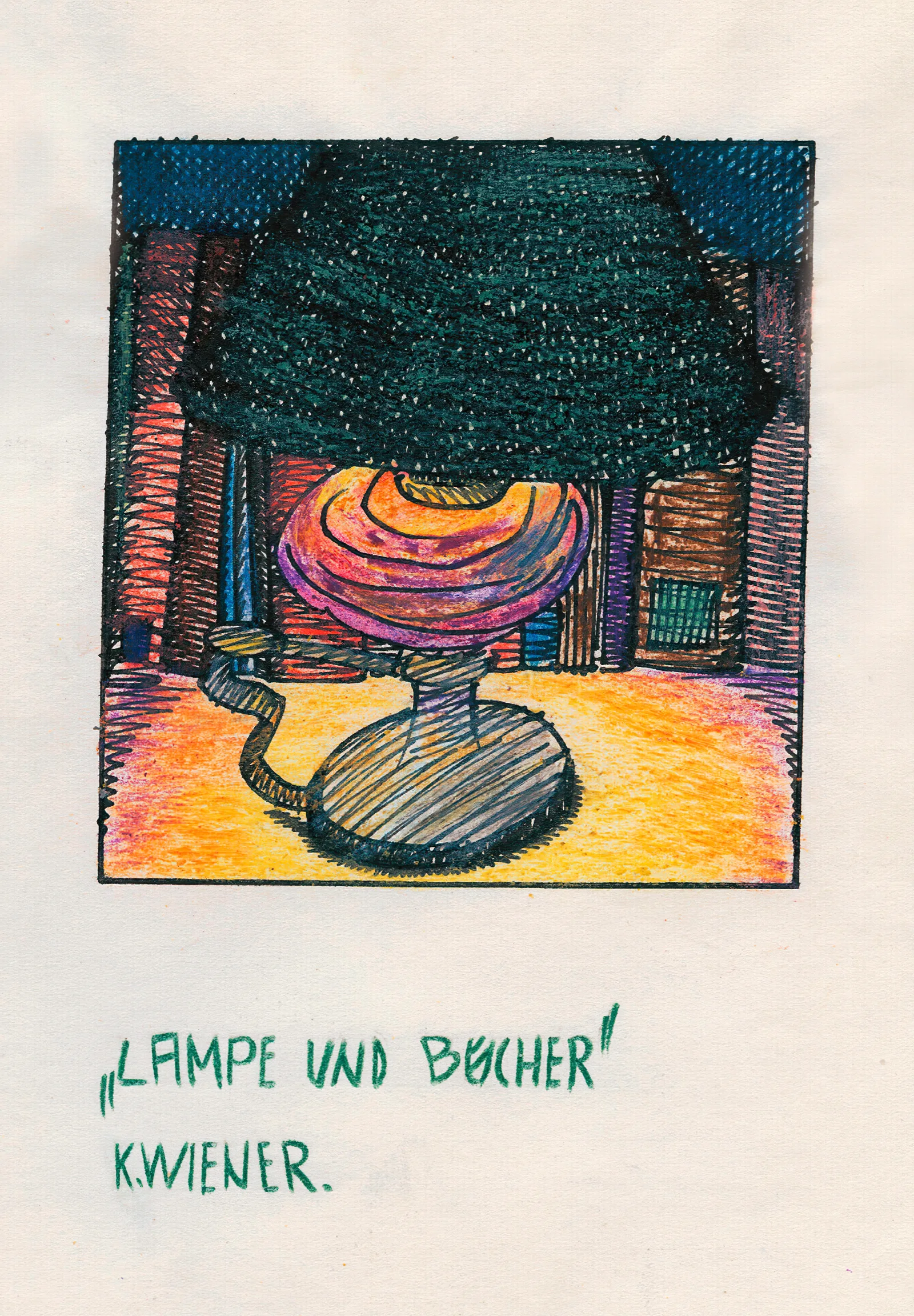 Lampe Und Bucher Wall Art by Karl Wiener - Canvas Print