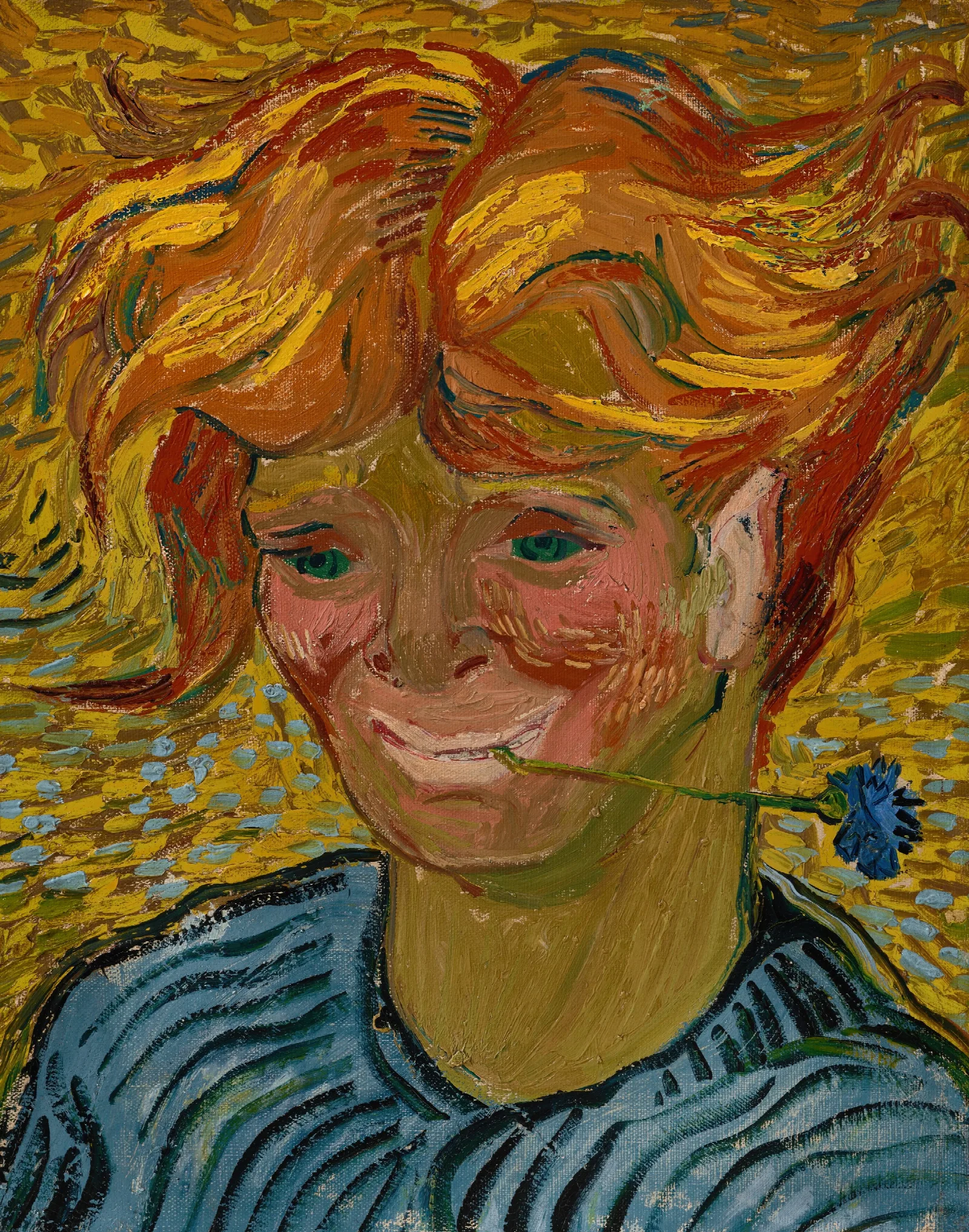 Jeune Homme Au Bleuet Wall Art by Vincent van Gogh - Canvas Print