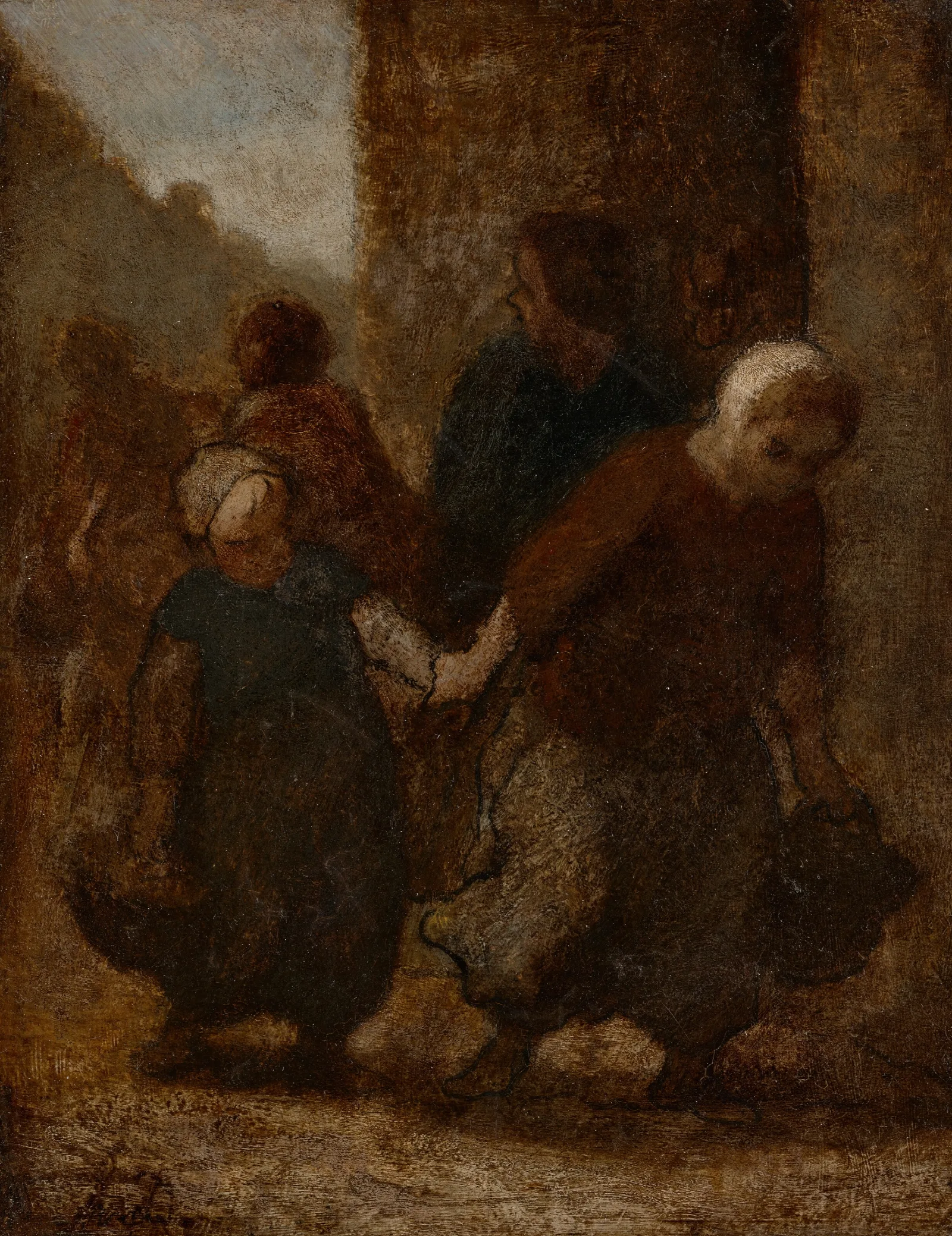 Enfants Courant Sortie De Lecole Wall Art by Honoré Daumier - Canvas Print
