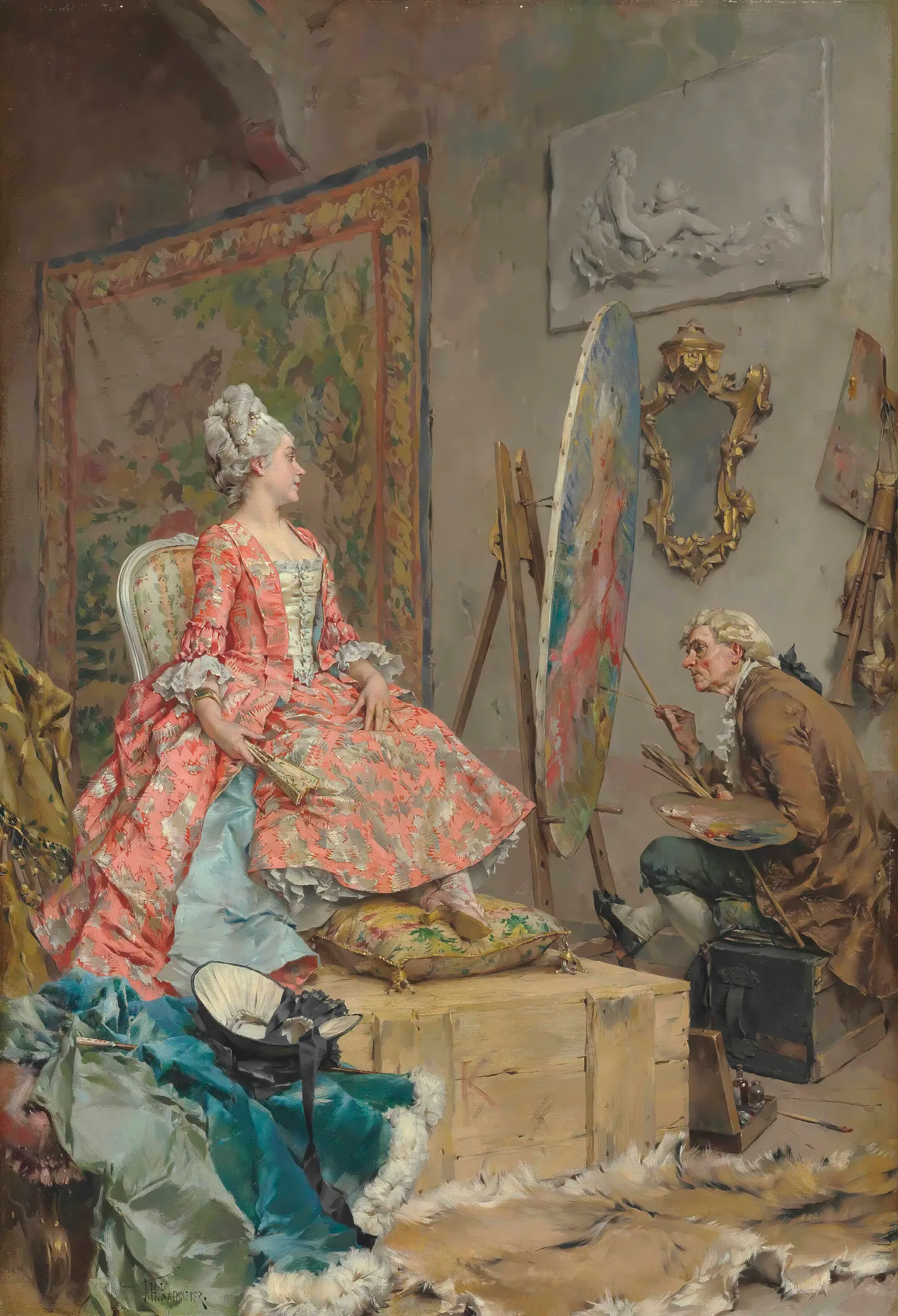 Sitting For Her Portrait Wall Art by Frederik Hendrik Kaemmerer - Canvas Print