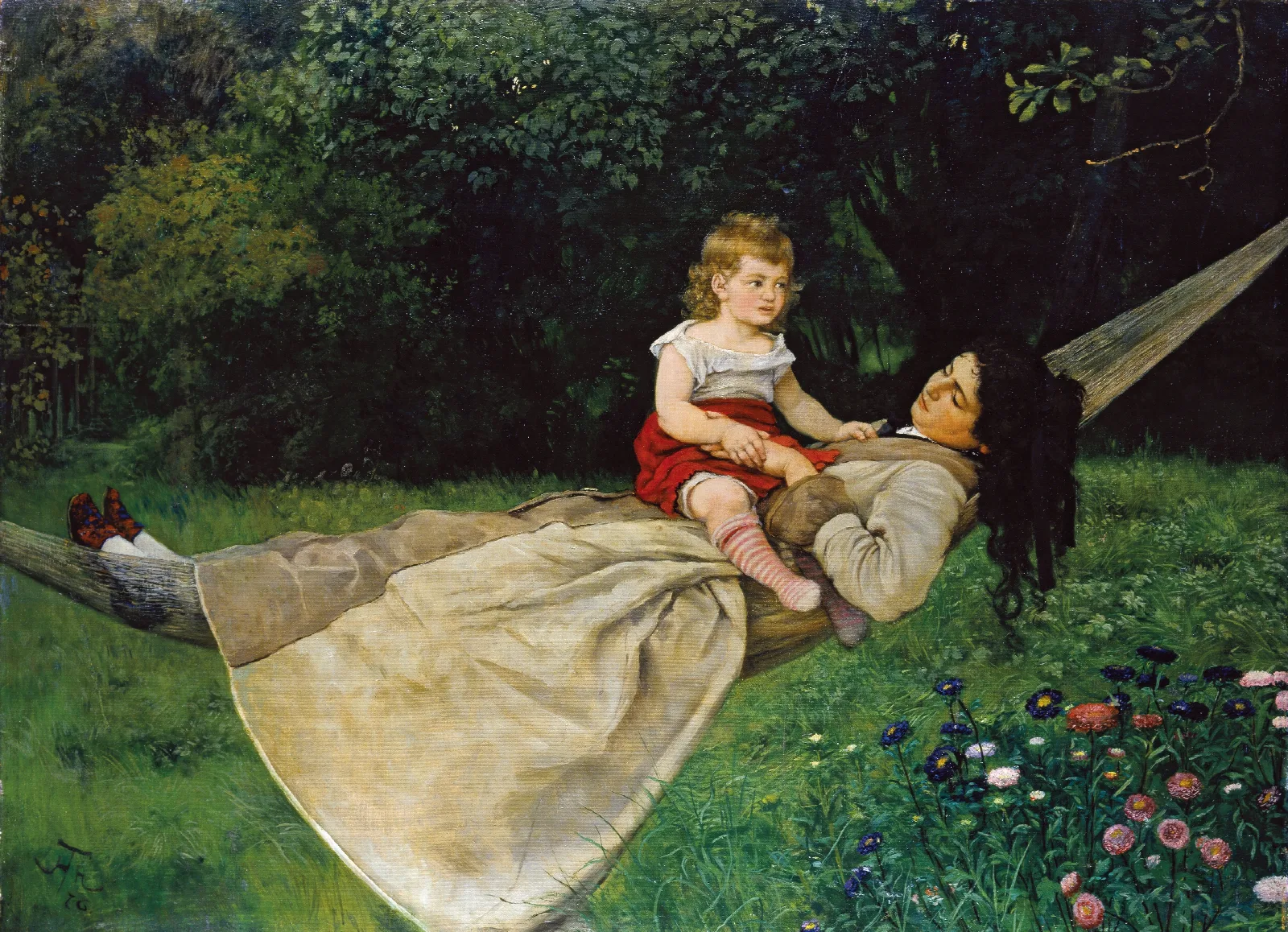 In The Hammock Wall Art by Hans Thoma - Canvas Print