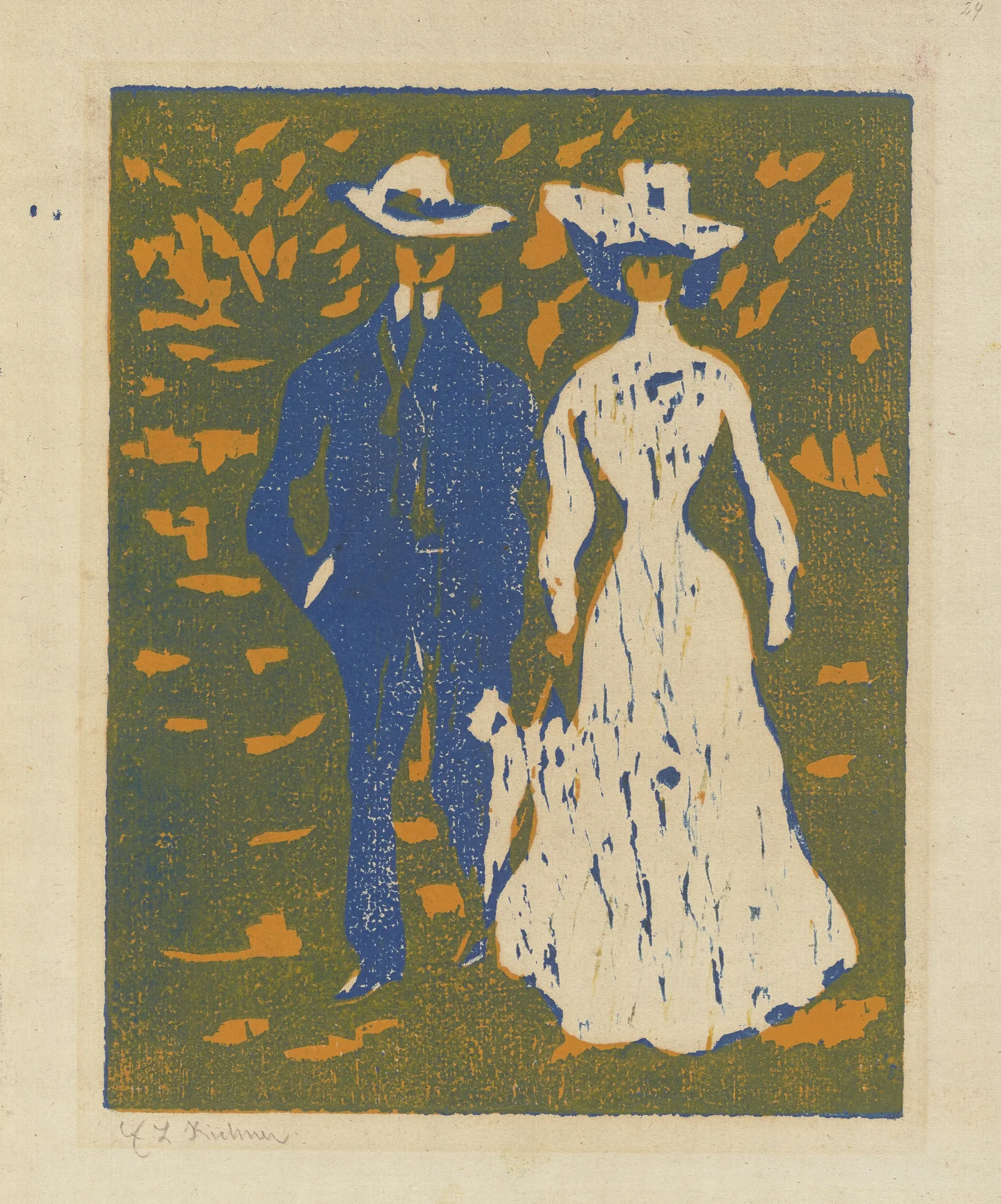 Couple Taking A Stroll 2 Wall Art by Ernst Ludwig Kirchner - Canvas Print