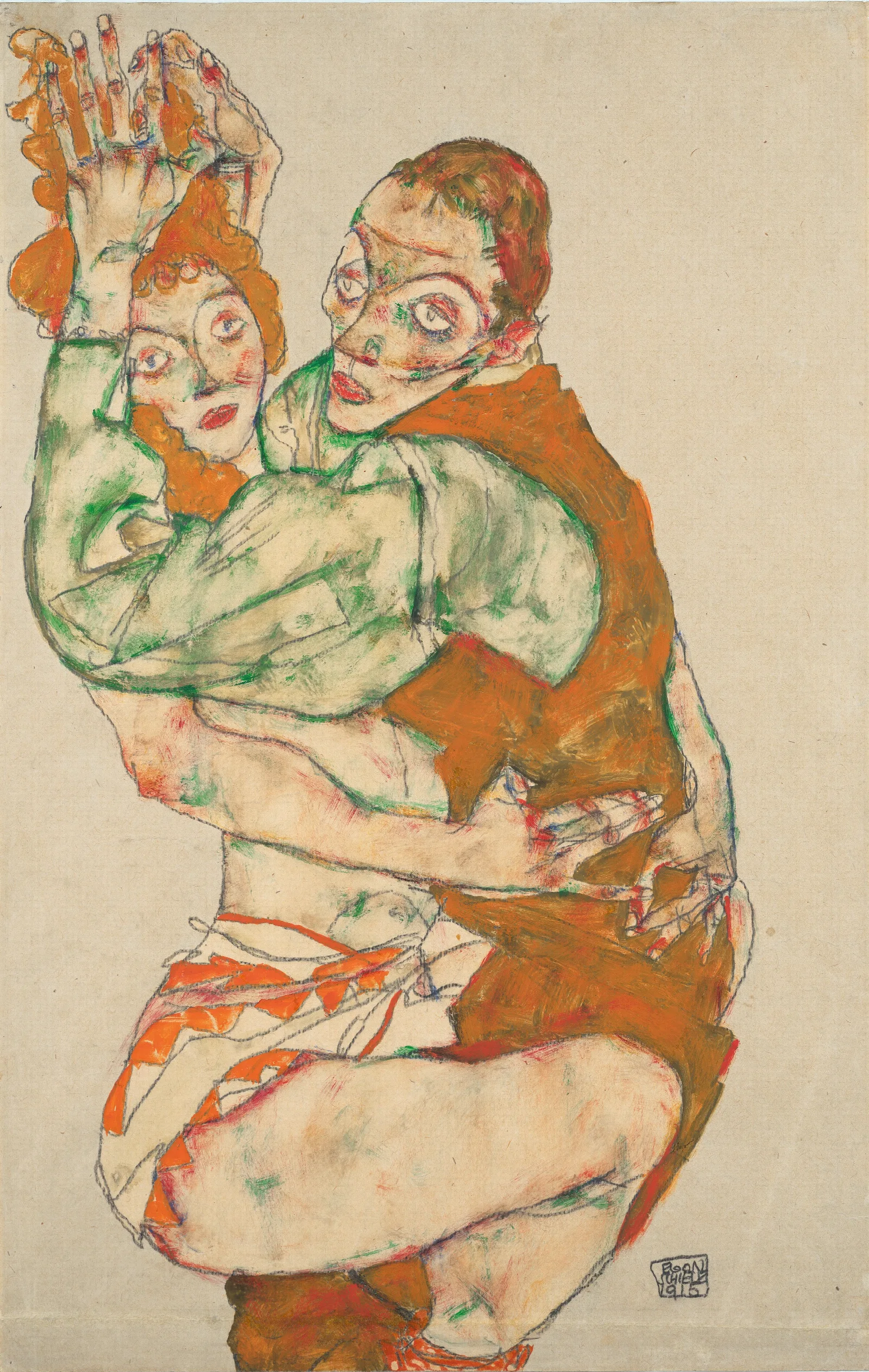 Lovemaking Wall Art by Egon Schiele - Canvas Print