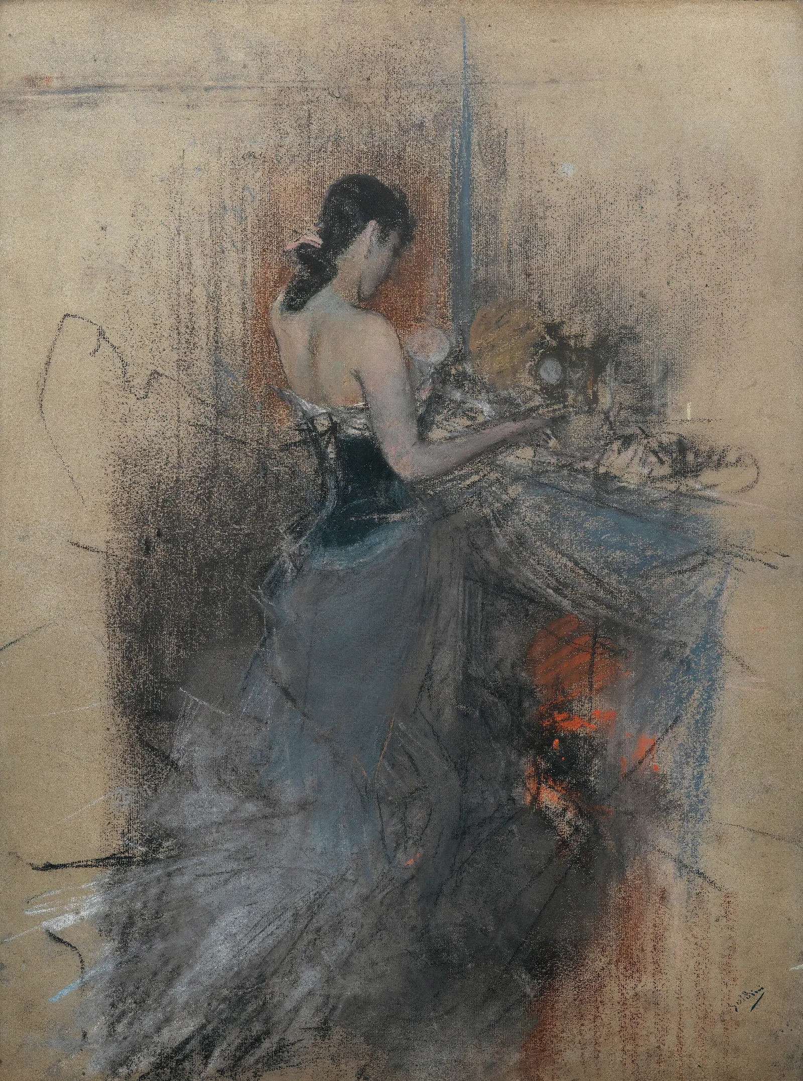 By The Fireside Wall Art by Giovanni Boldini - Canvas Print