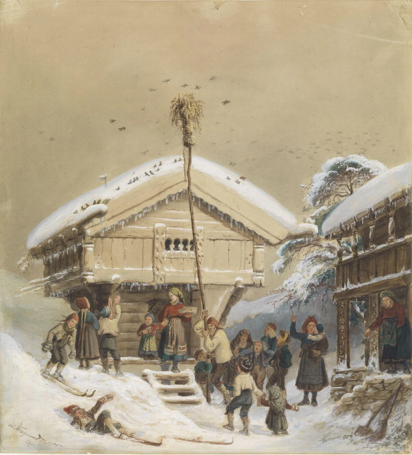 Norsk Juleskikk Wall Art by Adolph Tidemand - Canvas Print