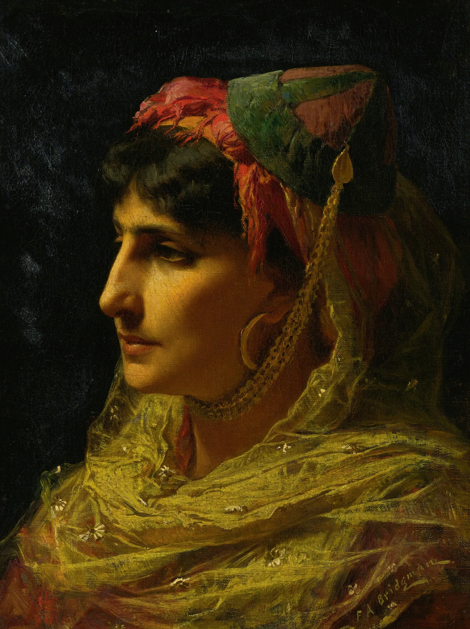 Portrait Of A Woman 37 Wall Art by Frederick Arthur Bridgman - Canvas Print
