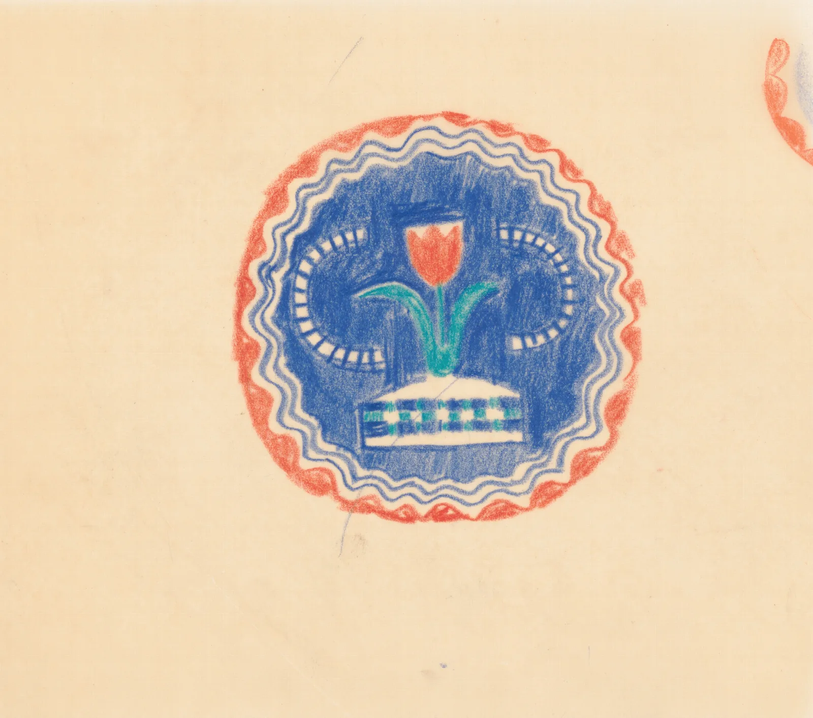Miscellaneous Small Sketches For Inlaid Table Tops Design With Blue And Orange Floral Motif Wall Art by Winold Reiss - Canvas Print