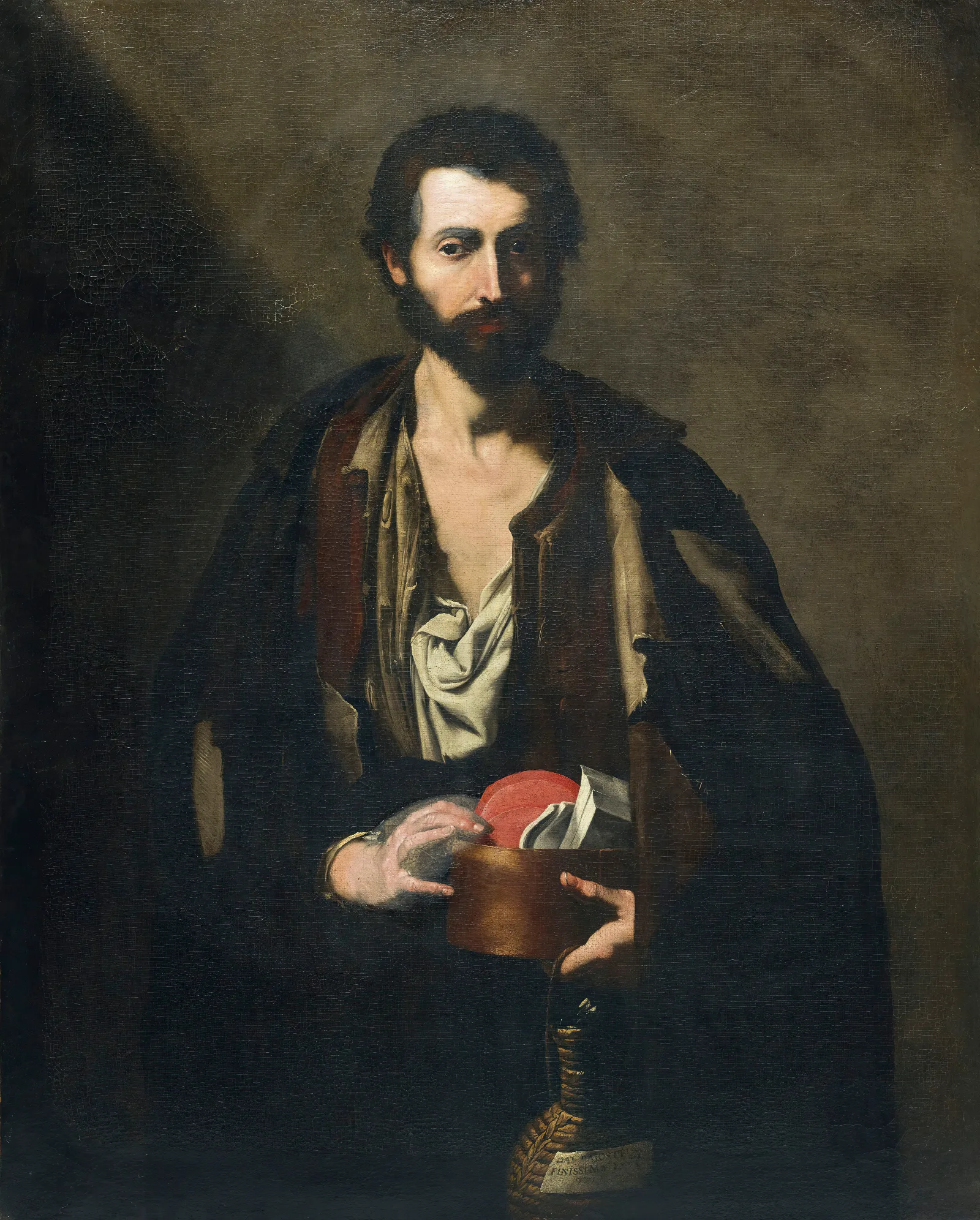 A Philosopher With A Wine Flask Wall Art by Jusepe de Ribera - Canvas Print