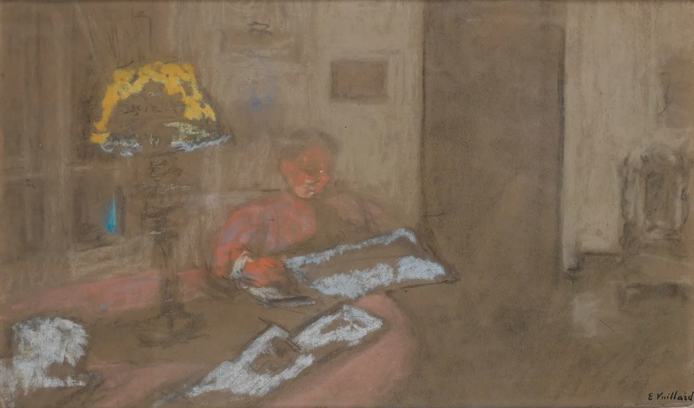 Madame Vuillard Lisant Le Journal Wall Art by Édouard Vuillard - Canvas Print