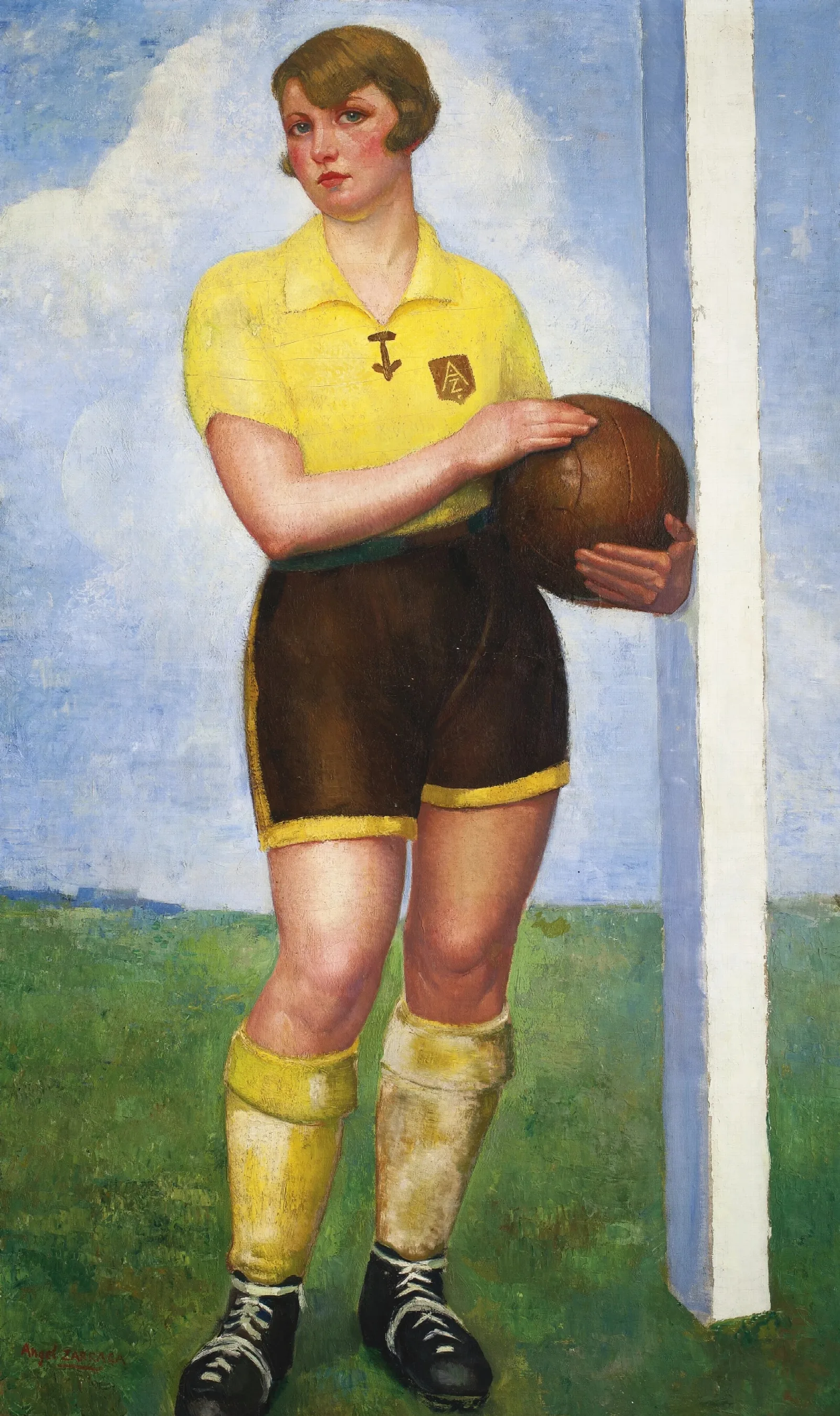 La Futbolista Rubia Wall Art by Ángel Zárraga - Canvas Print