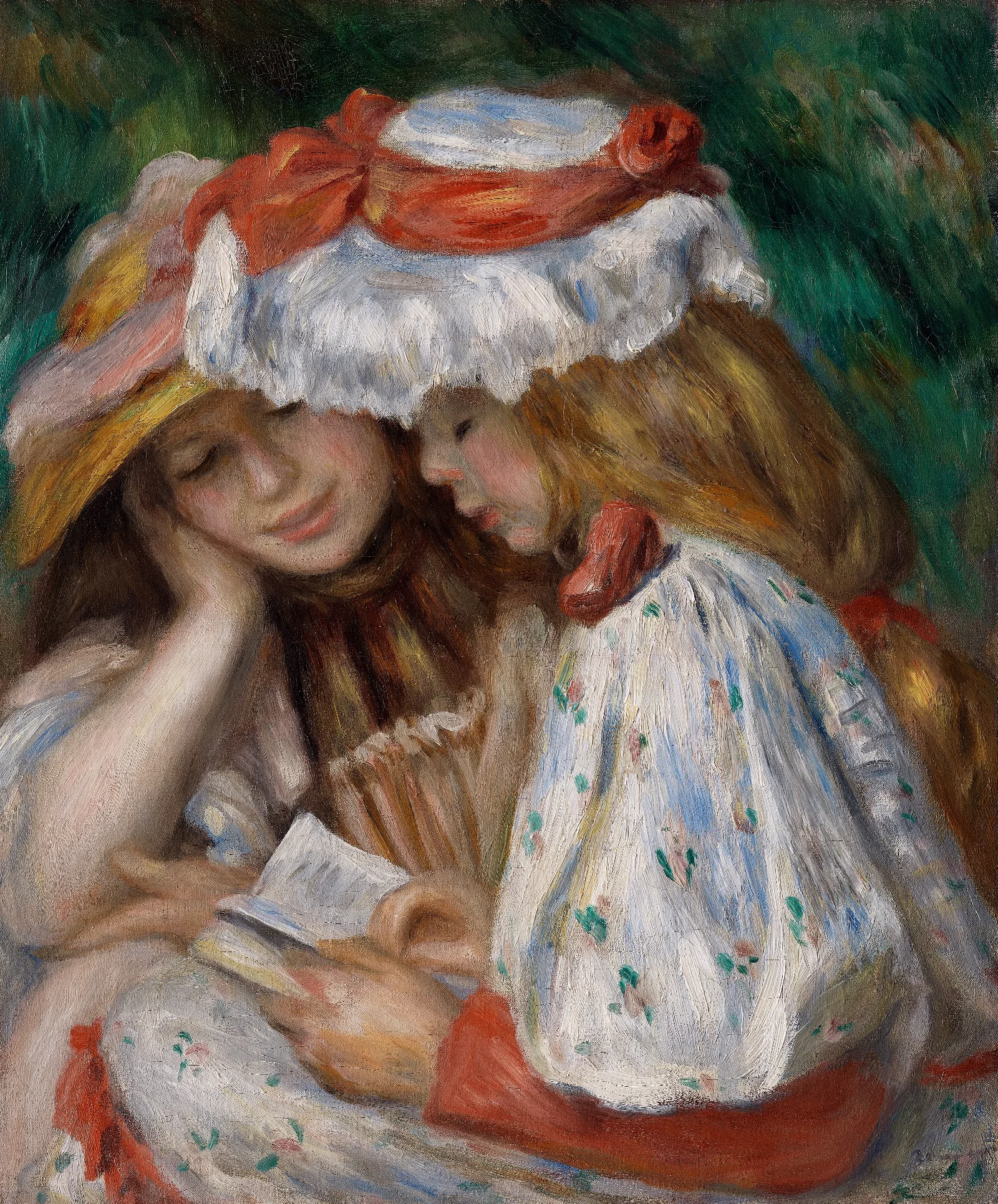 Two Girls Reading Wall Art by Pierre-Auguste Renoir - Canvas Print