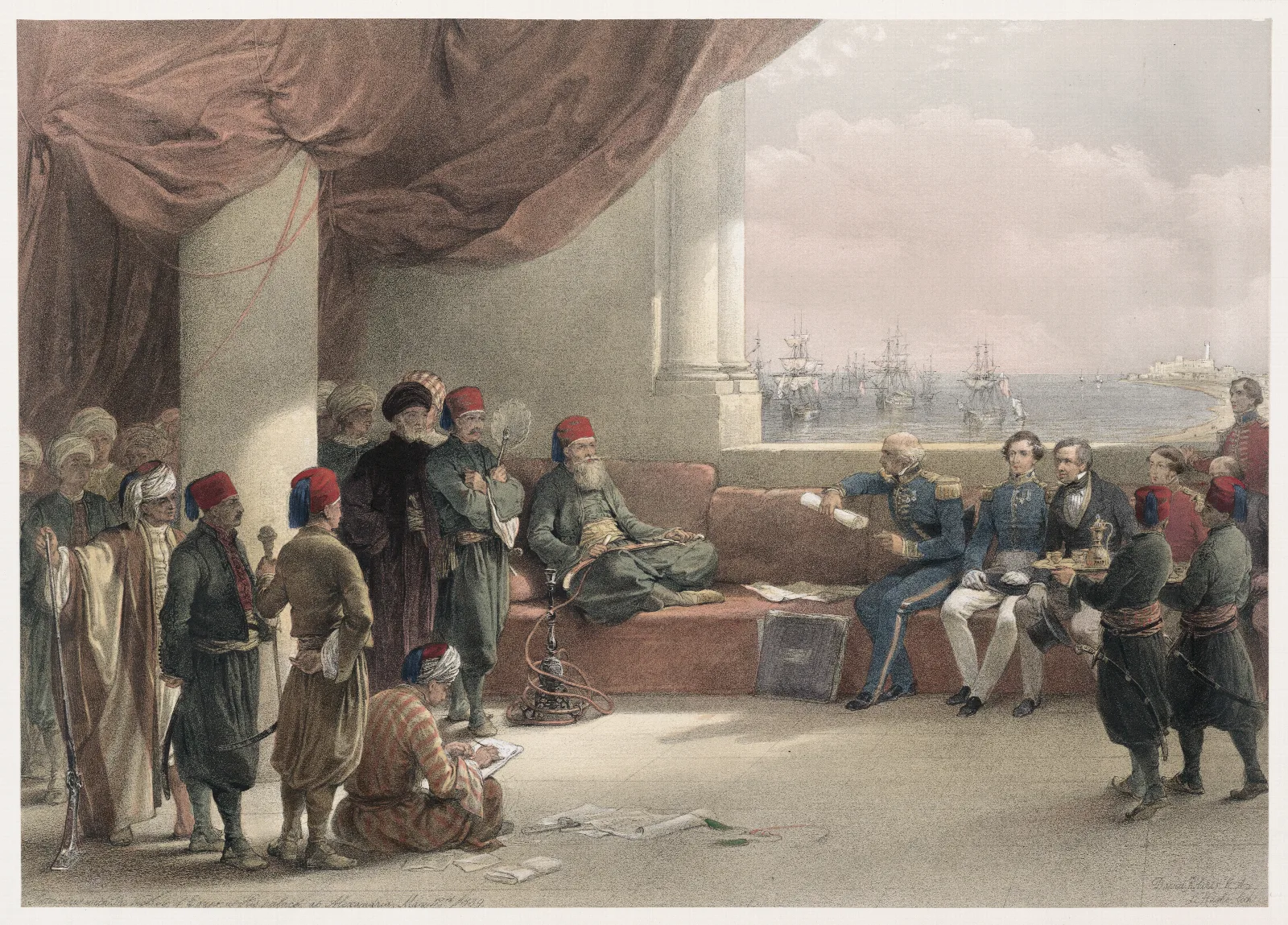 Interview With The Viceroy Of Egypt At His Palace At Alexandria May 12th 1839 Wall Art by David Roberts - Canvas Print