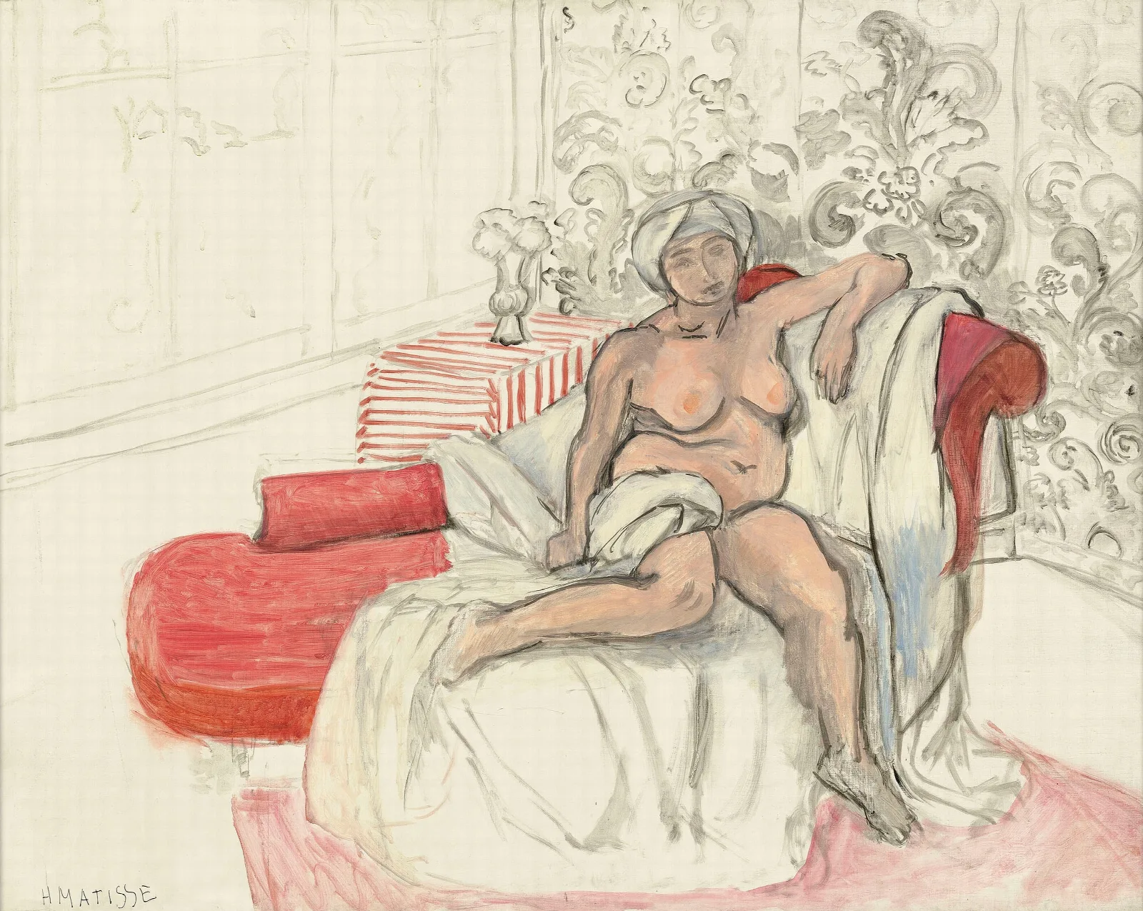 Nu Sur La Chaise Longue Wall Art by Henri Matisse - Canvas Print