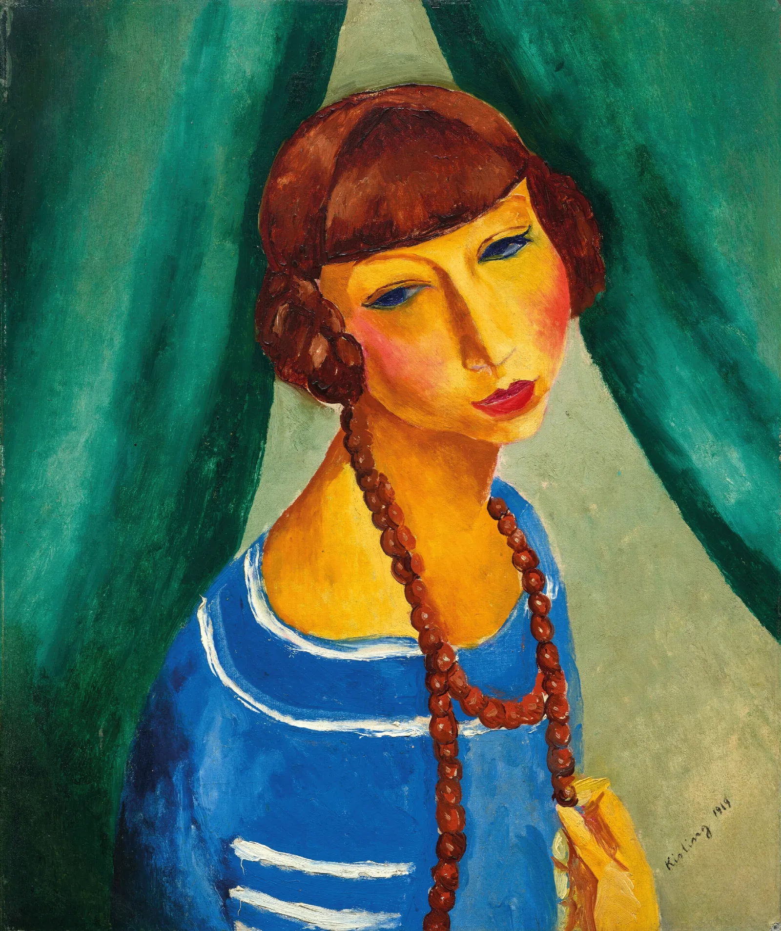 Portrait De Marguerite Gros Soeur De Mme Renee Kisling Wall Art by Moïse Kisling - Canvas Print