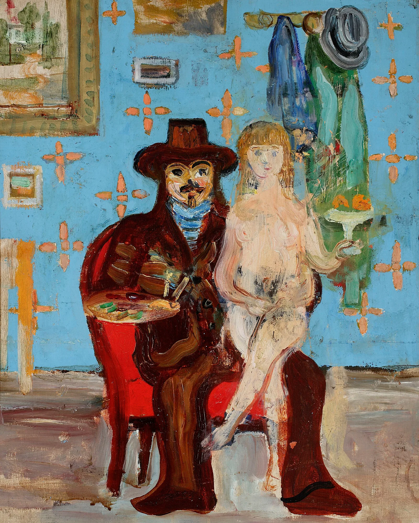 Painter And Model Wall Art by Zygmunt Waliszewski - Canvas Print