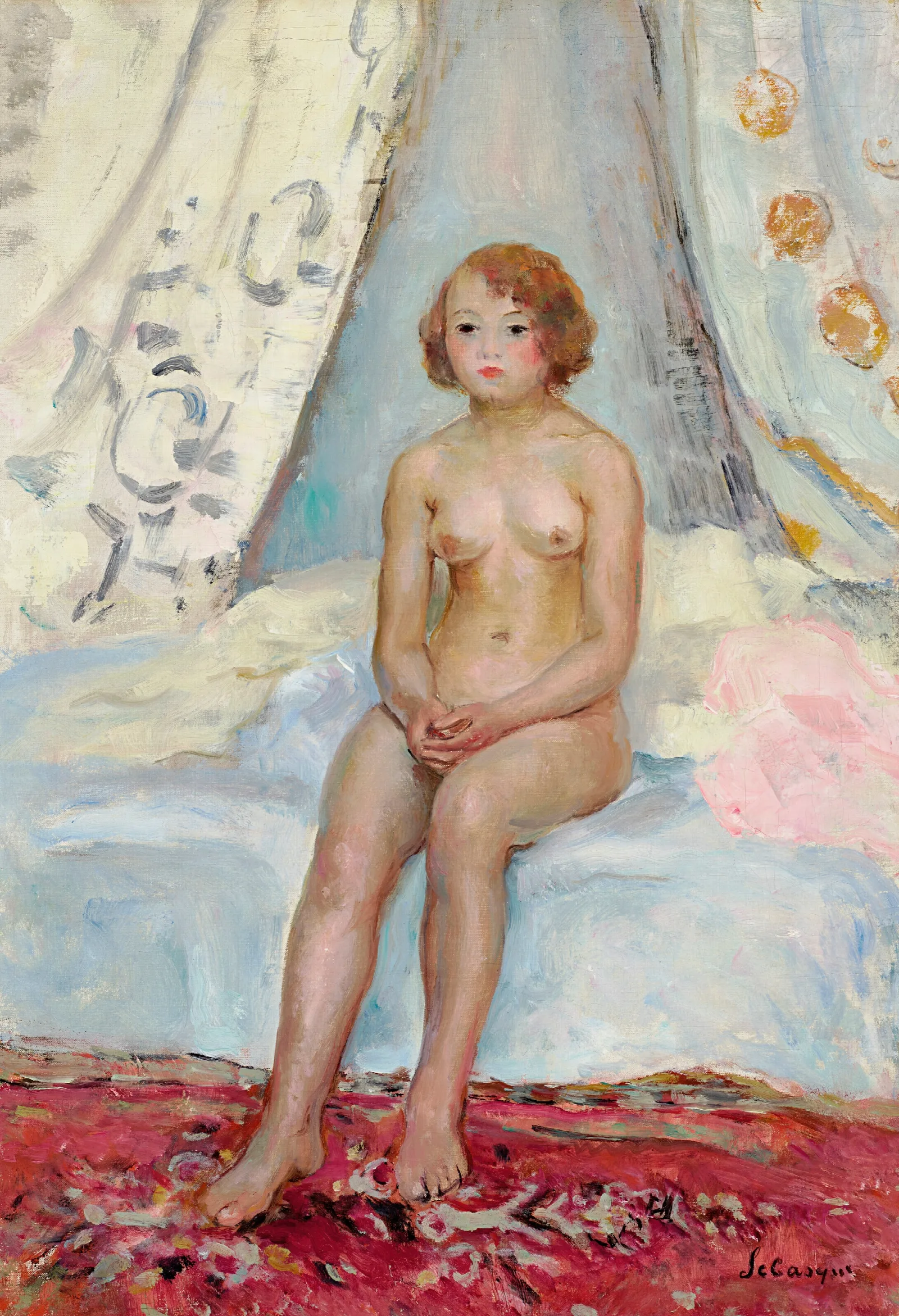 Nu Assis Dans Une Alcove Wall Art by Henri Lebasque - Canvas Print