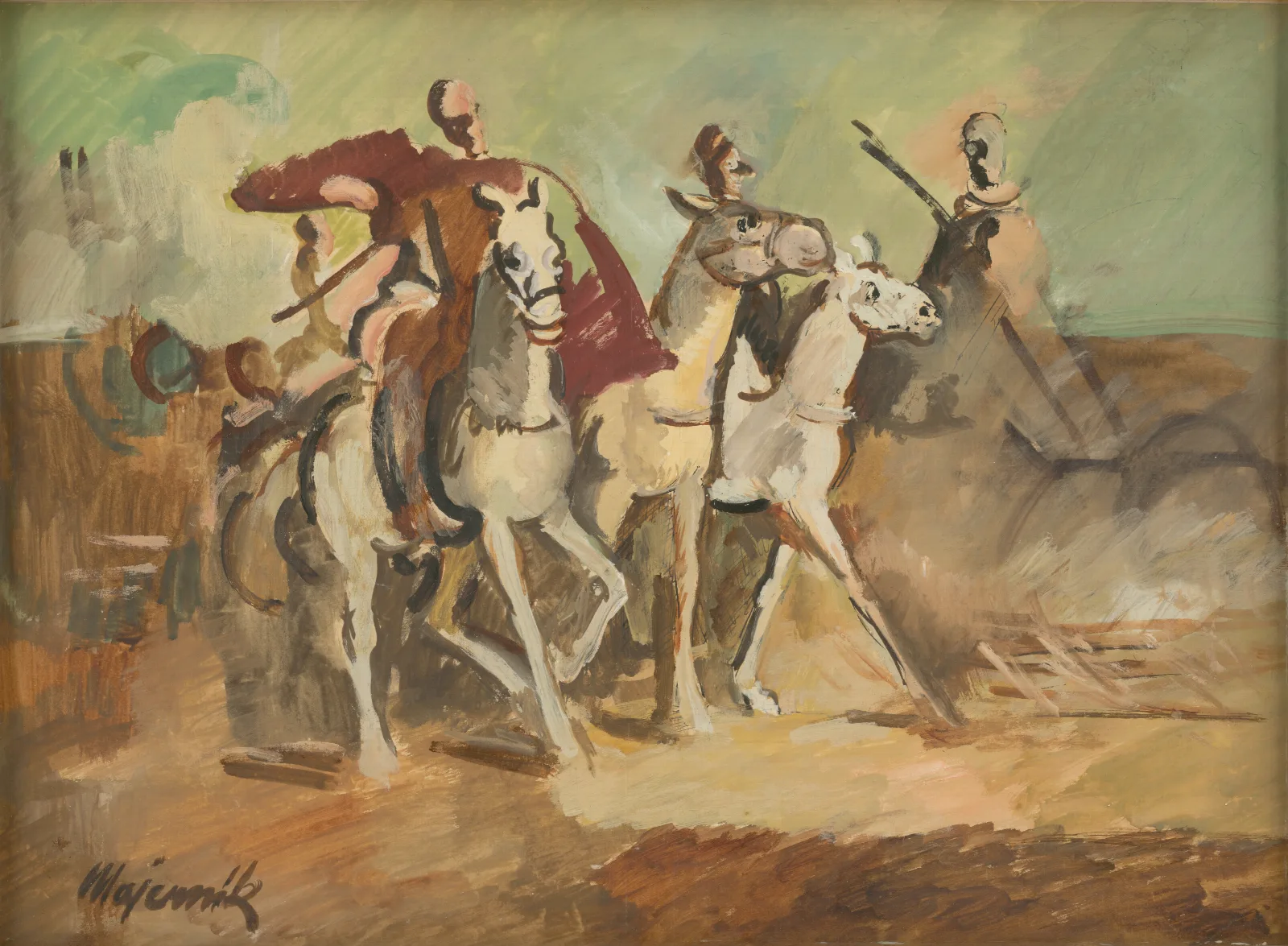 Horse Riders Wall Art by Cyprián Majerník - Canvas Print