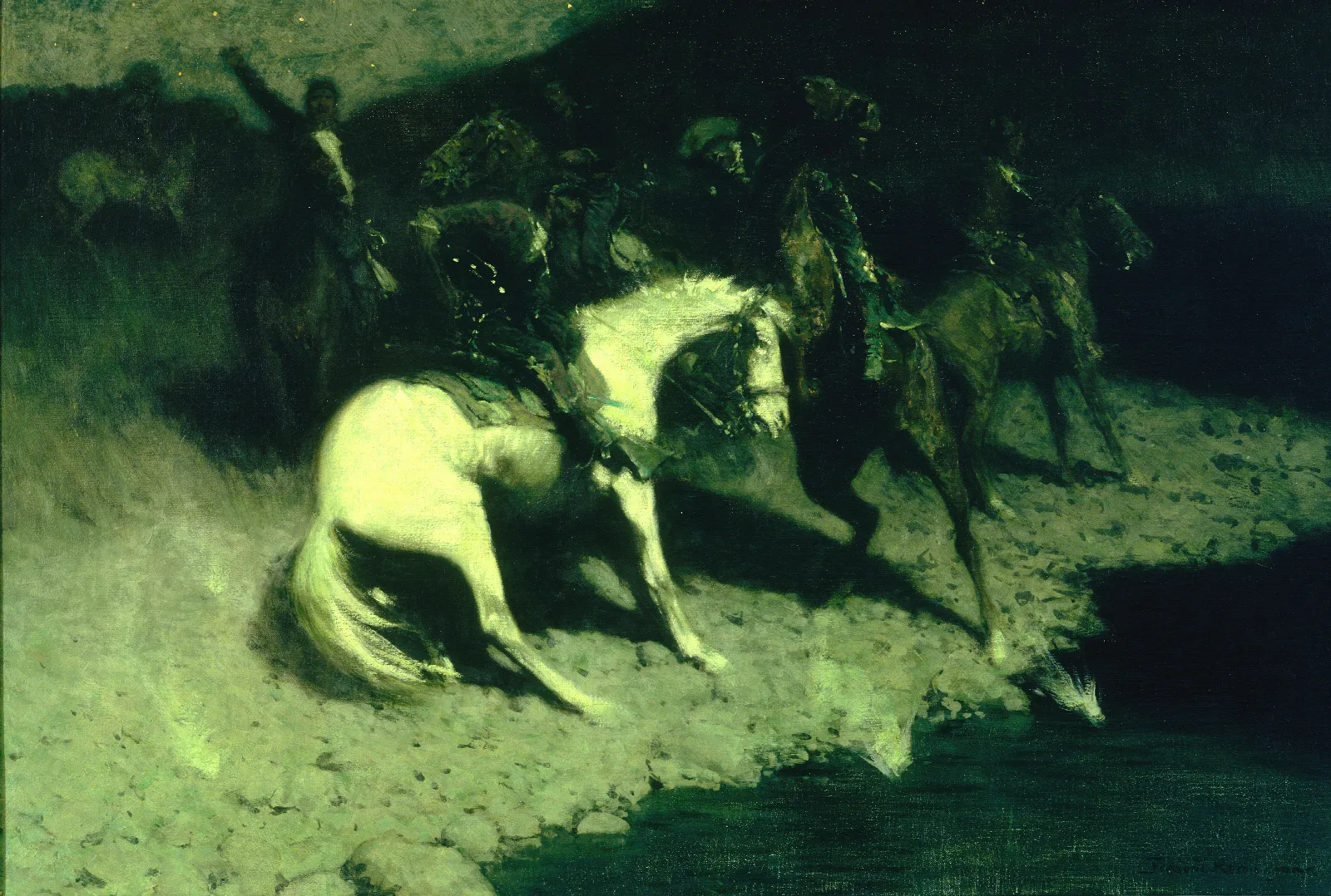 Fired On Wall Art by Frederic Remington - Canvas Print