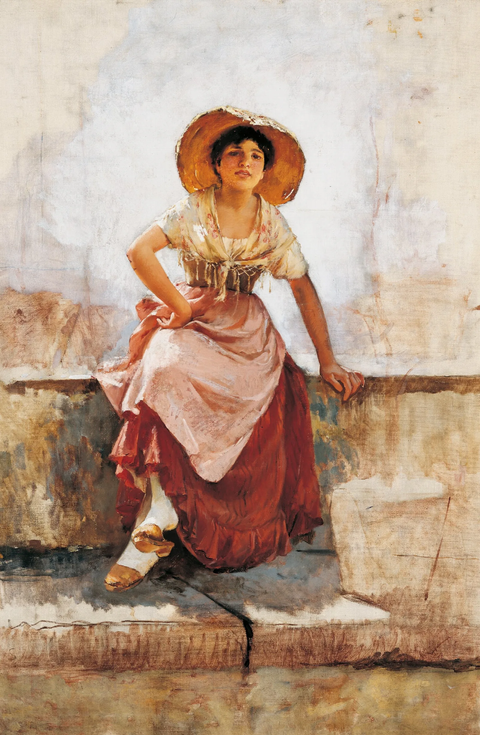 Florentine Flower Girl Wall Art by Frank Duveneck - Canvas Print