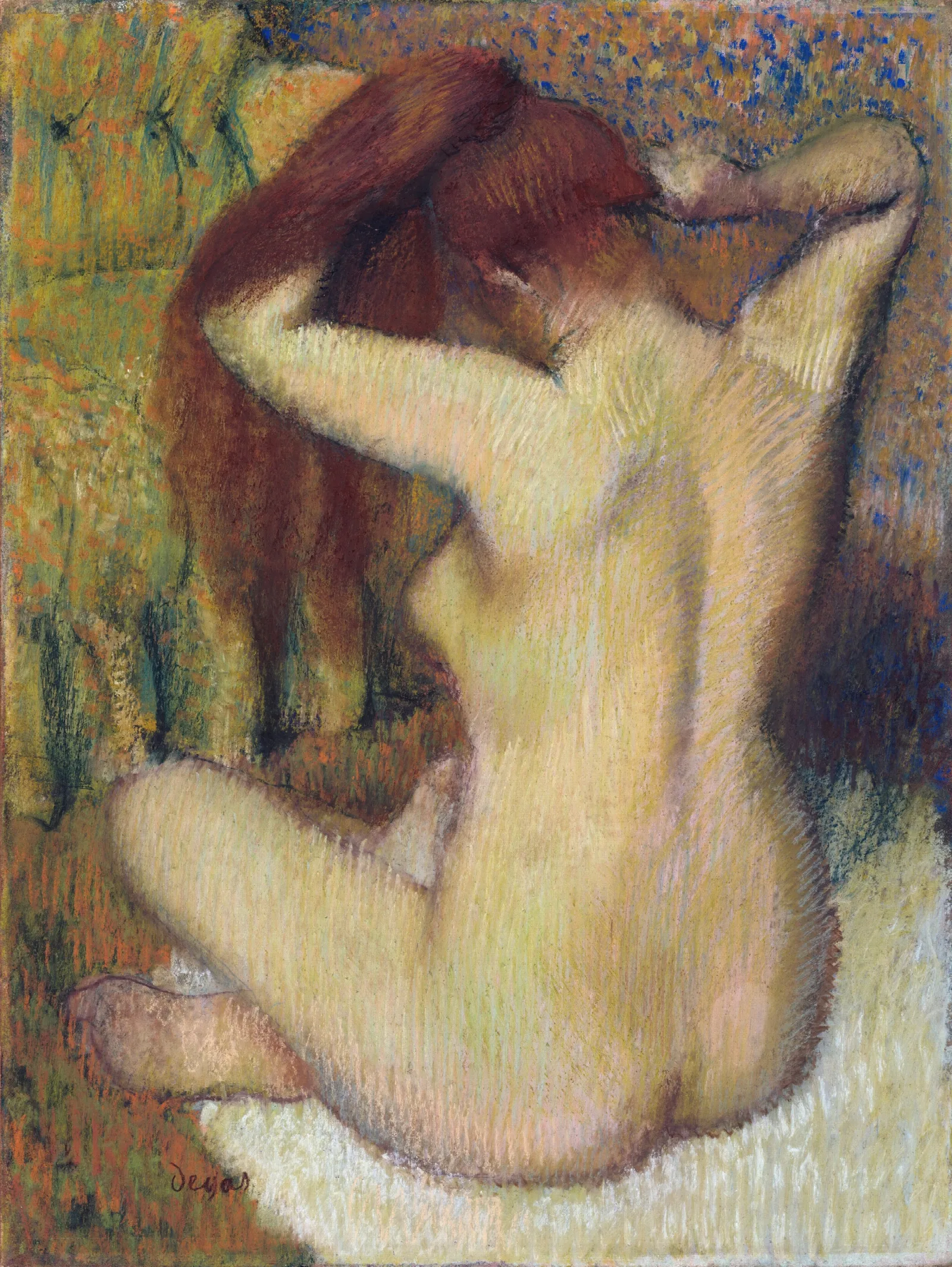 Woman Combing Her Hair 3 Wall Art by Edgar Degas - Canvas Print