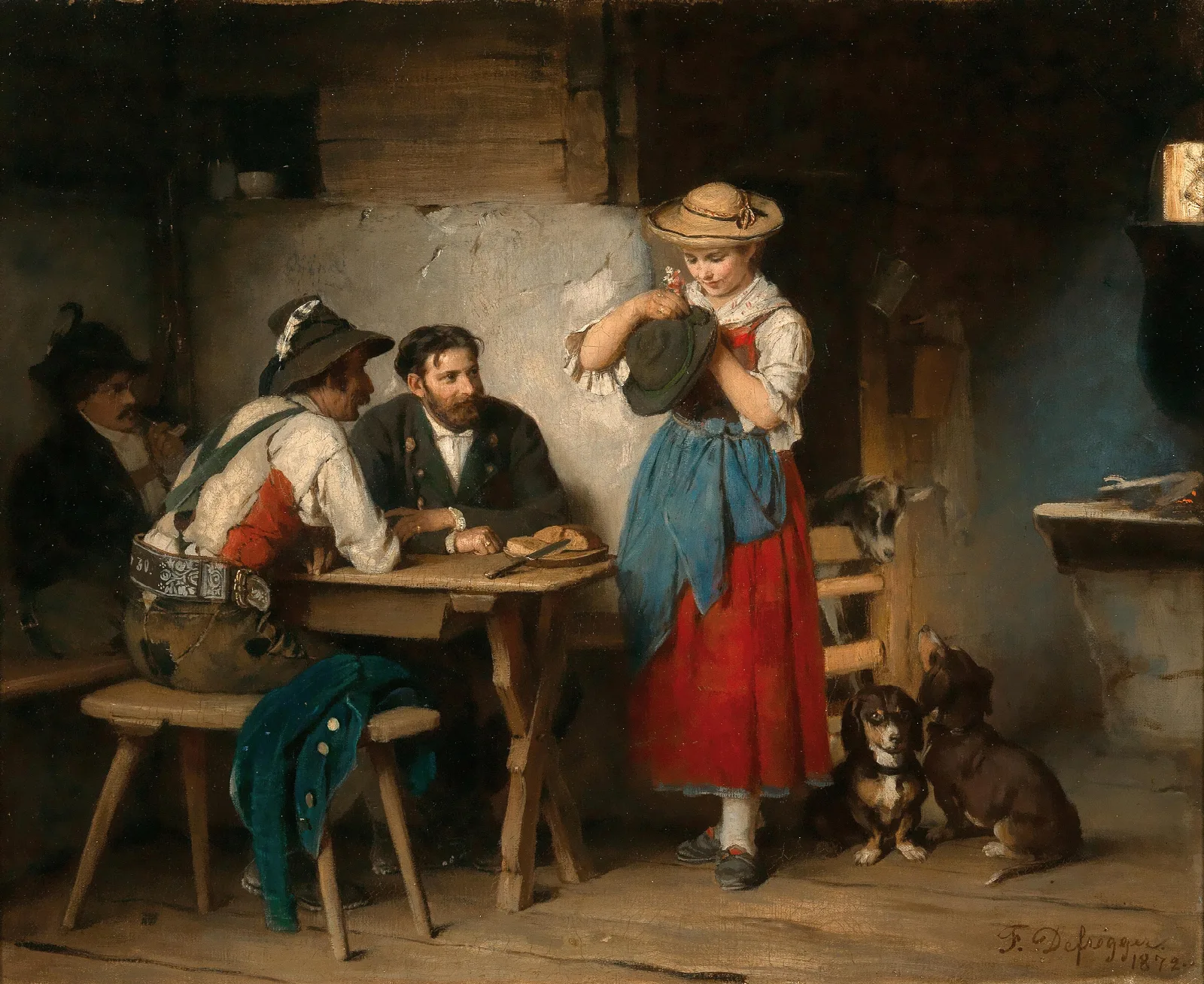 Decorating A Hat Im Hoangart Wall Art by Franz von Defregger - Canvas Print