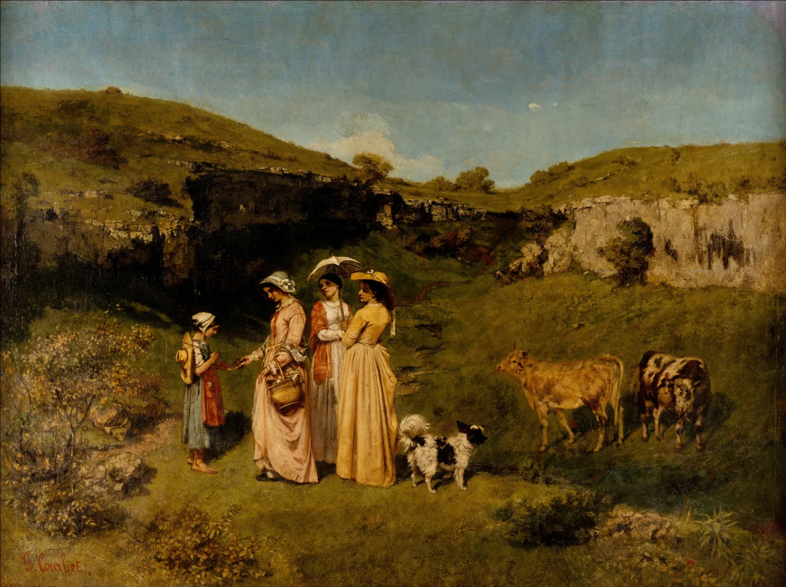 Young Ladies Of The Village Wall Art by Gustave Courbet - Canvas Print