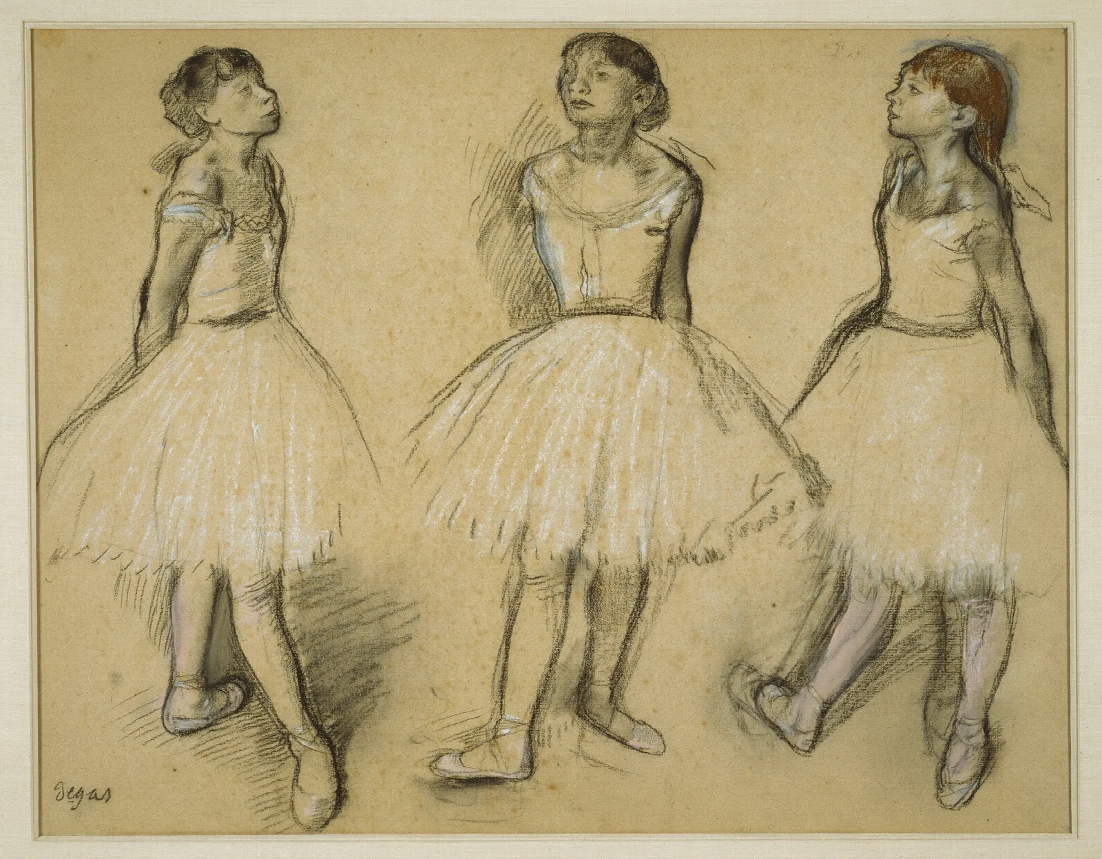 Three Studies Of A Dancer In Fourth Position Wall Art by Edgar Degas - Canvas Print