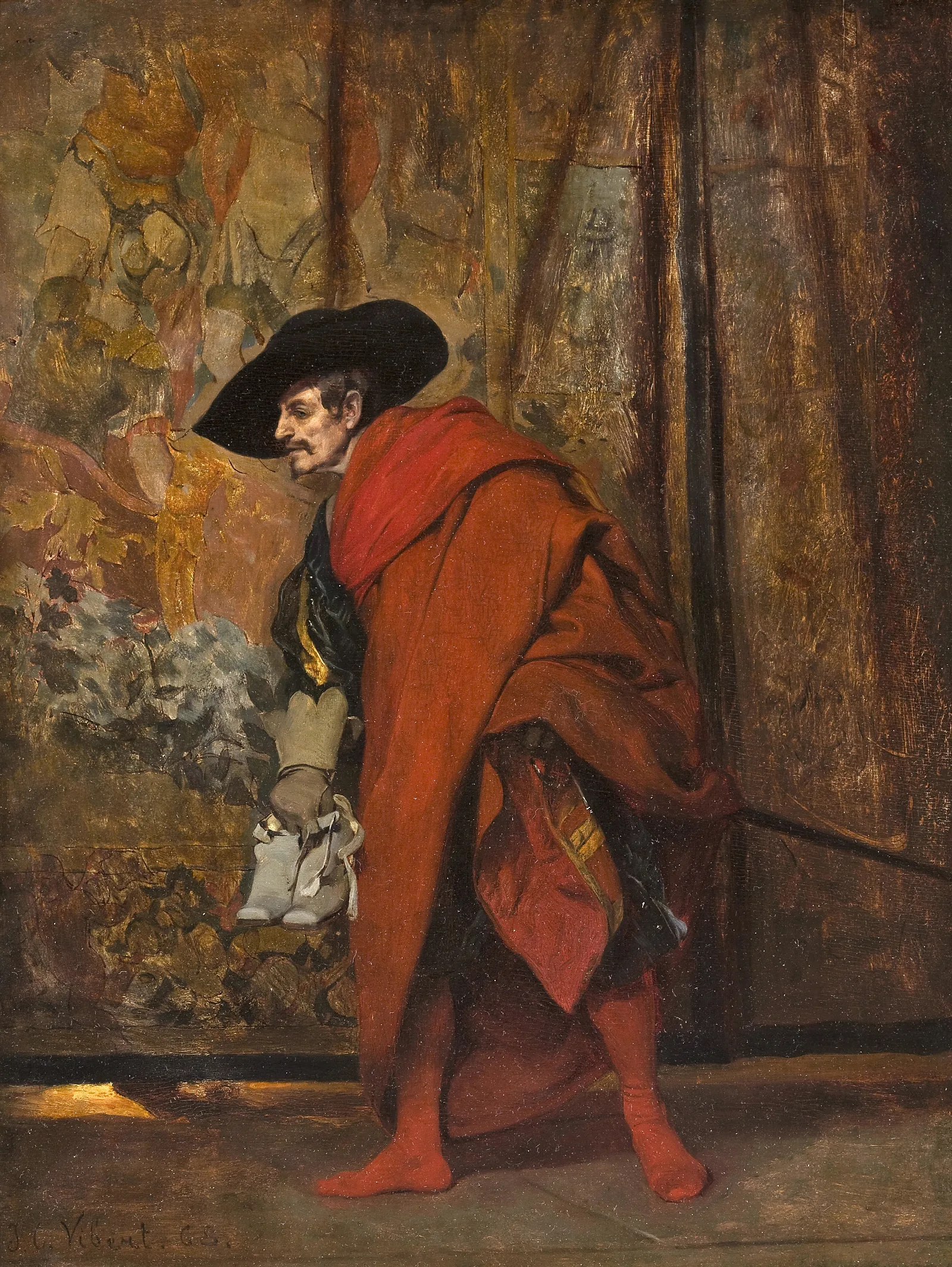 Polonius Behind The Curtain Wall Art by Jehan Georges Vibert - Canvas Print