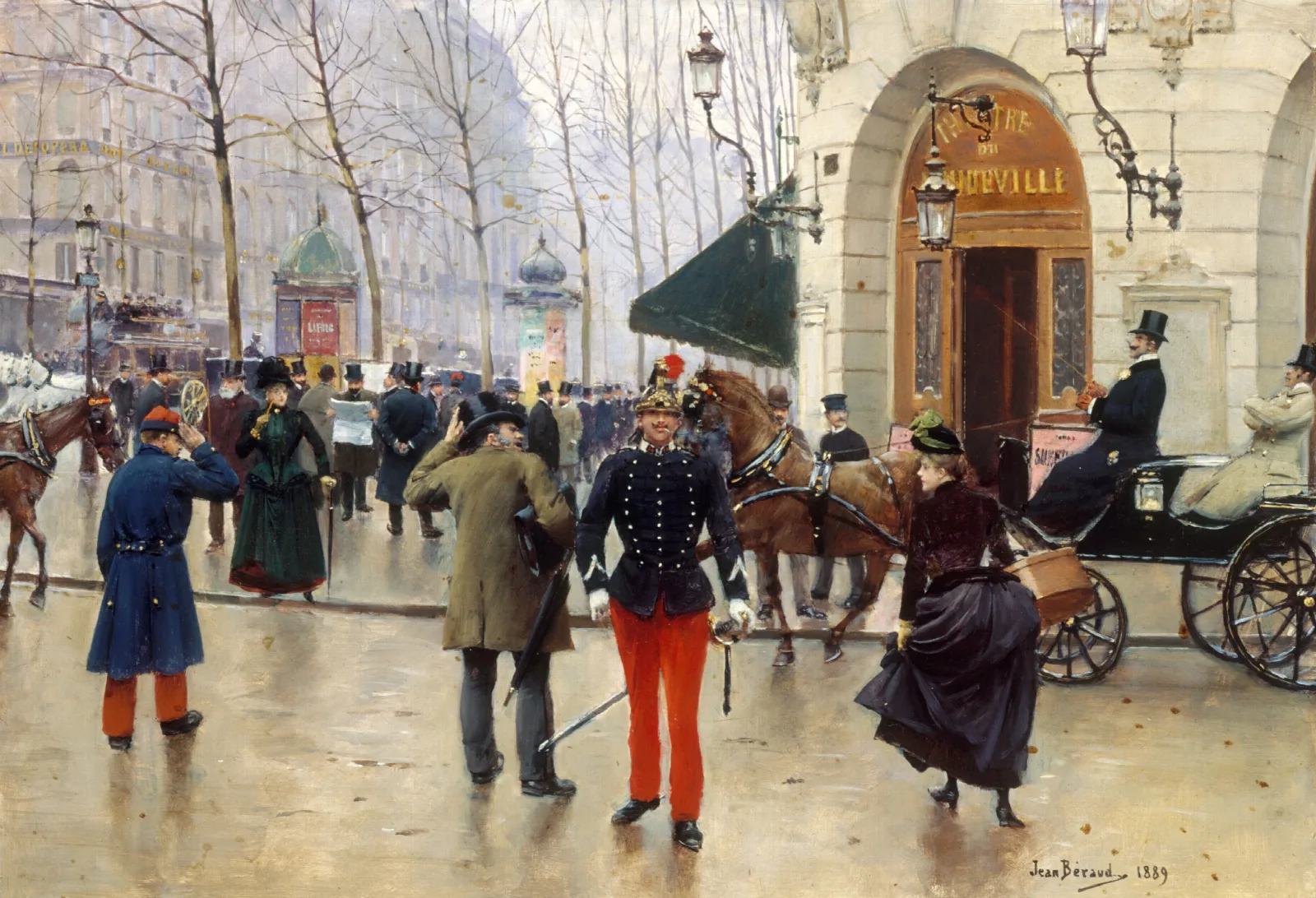 Le Theatre Du Vaudeville Wall Art by Jean Béraud - Canvas Print