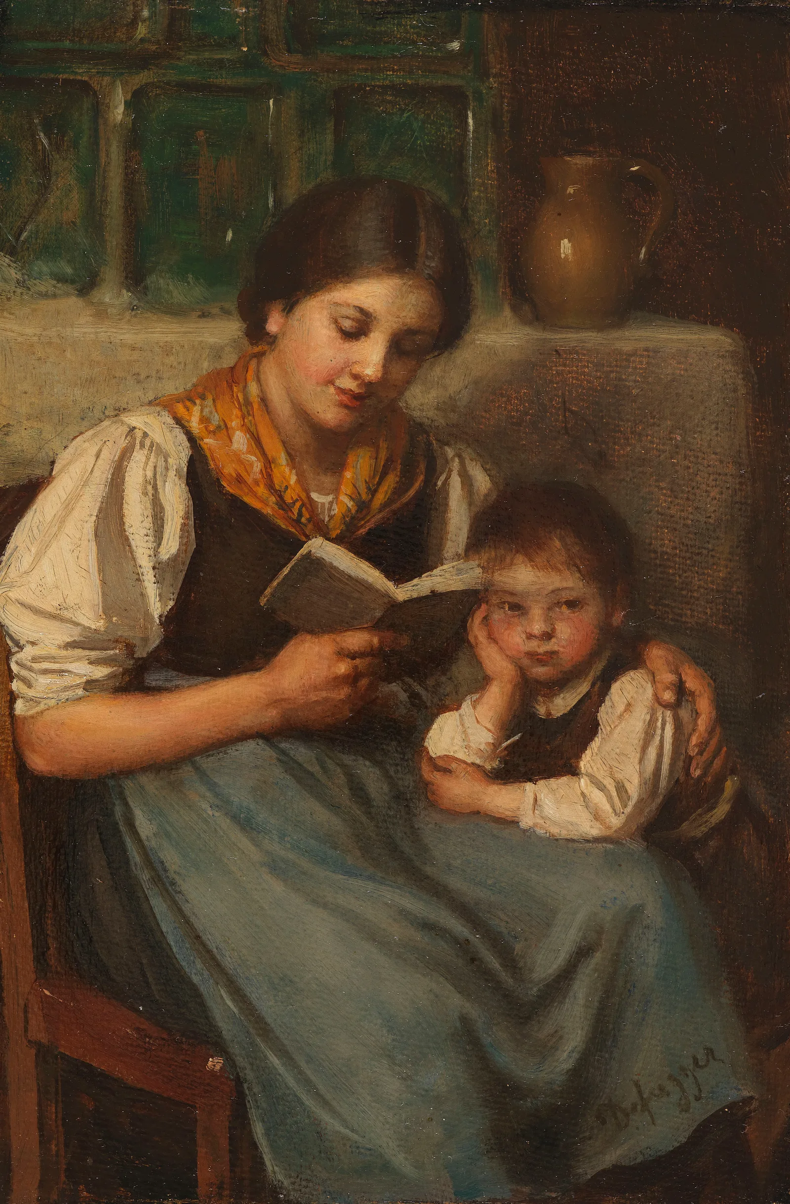 Beim Vorlesen Wall Art by Franz von Defregger - Canvas Print