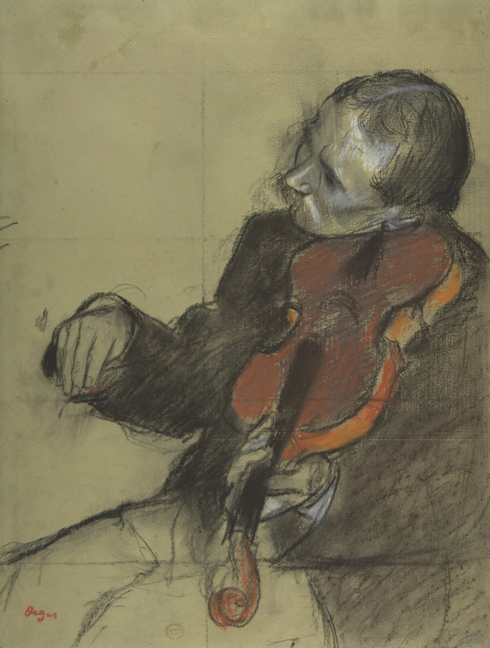 Violinist Study For The Dance Lesson Wall Art by Edgar Degas - Canvas Print
