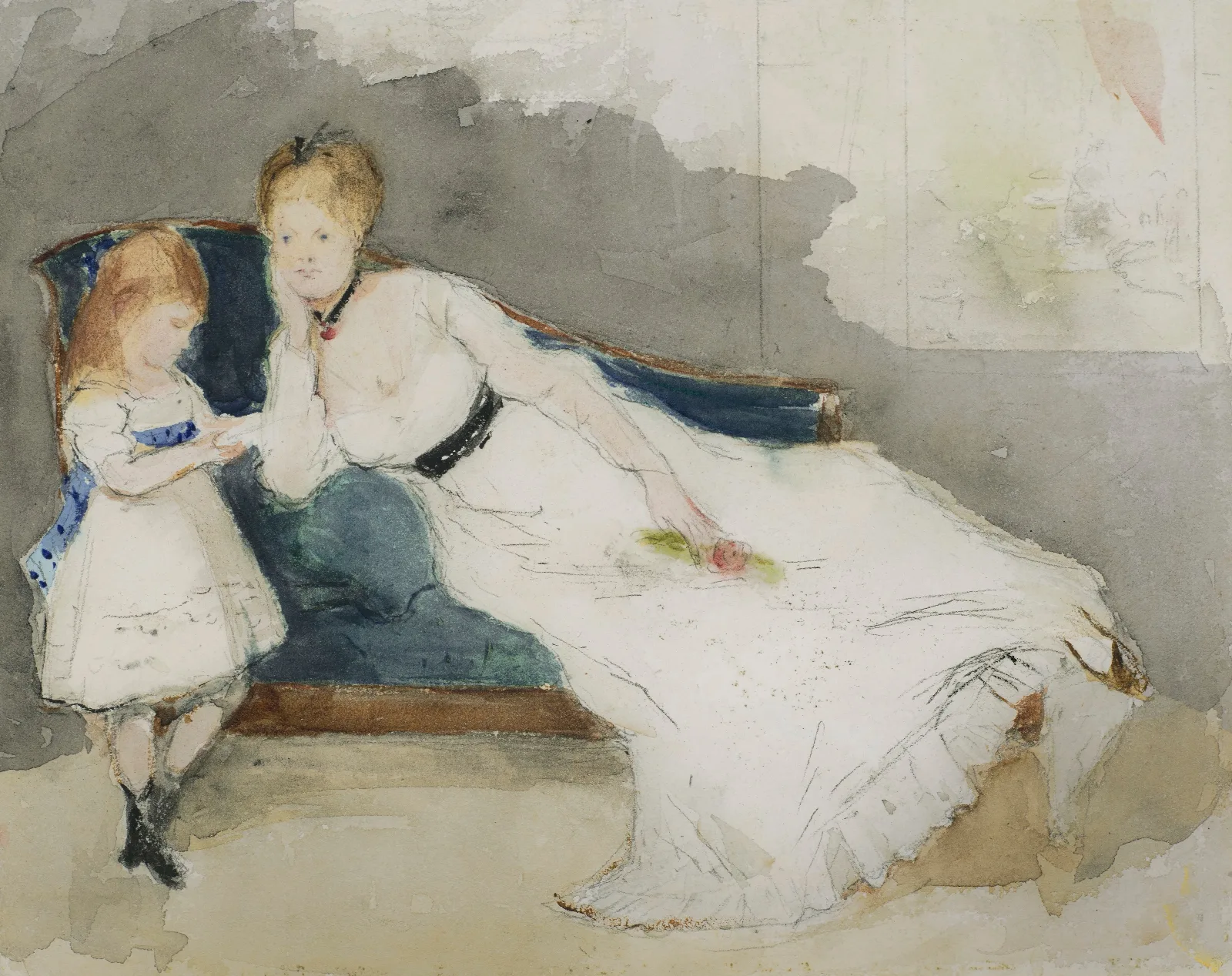 Mme Gobillard Et Sa Fille Paule Wall Art by Berthe Morisot - Canvas Print