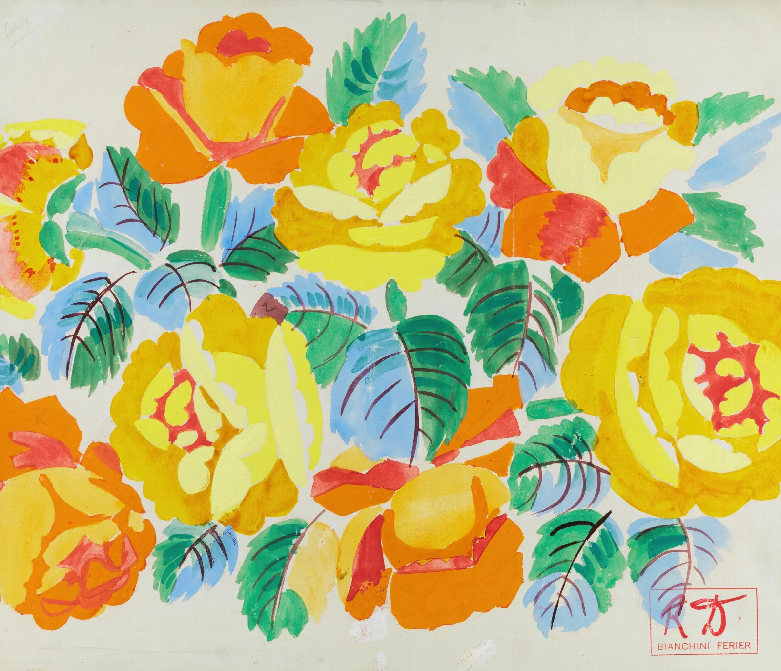 Composition Mit Gelben Rosen Wall Art by Raoul Dufy - Canvas Print