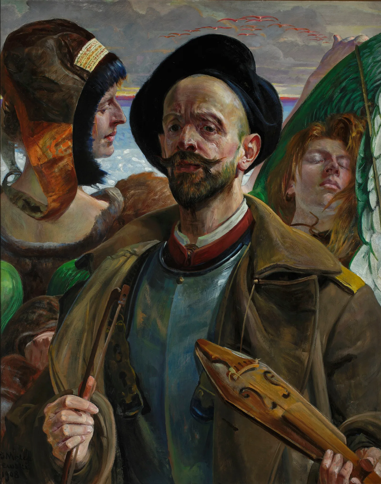 On One String Self Portrait Wall Art by Jacek Malczewski - Canvas Print