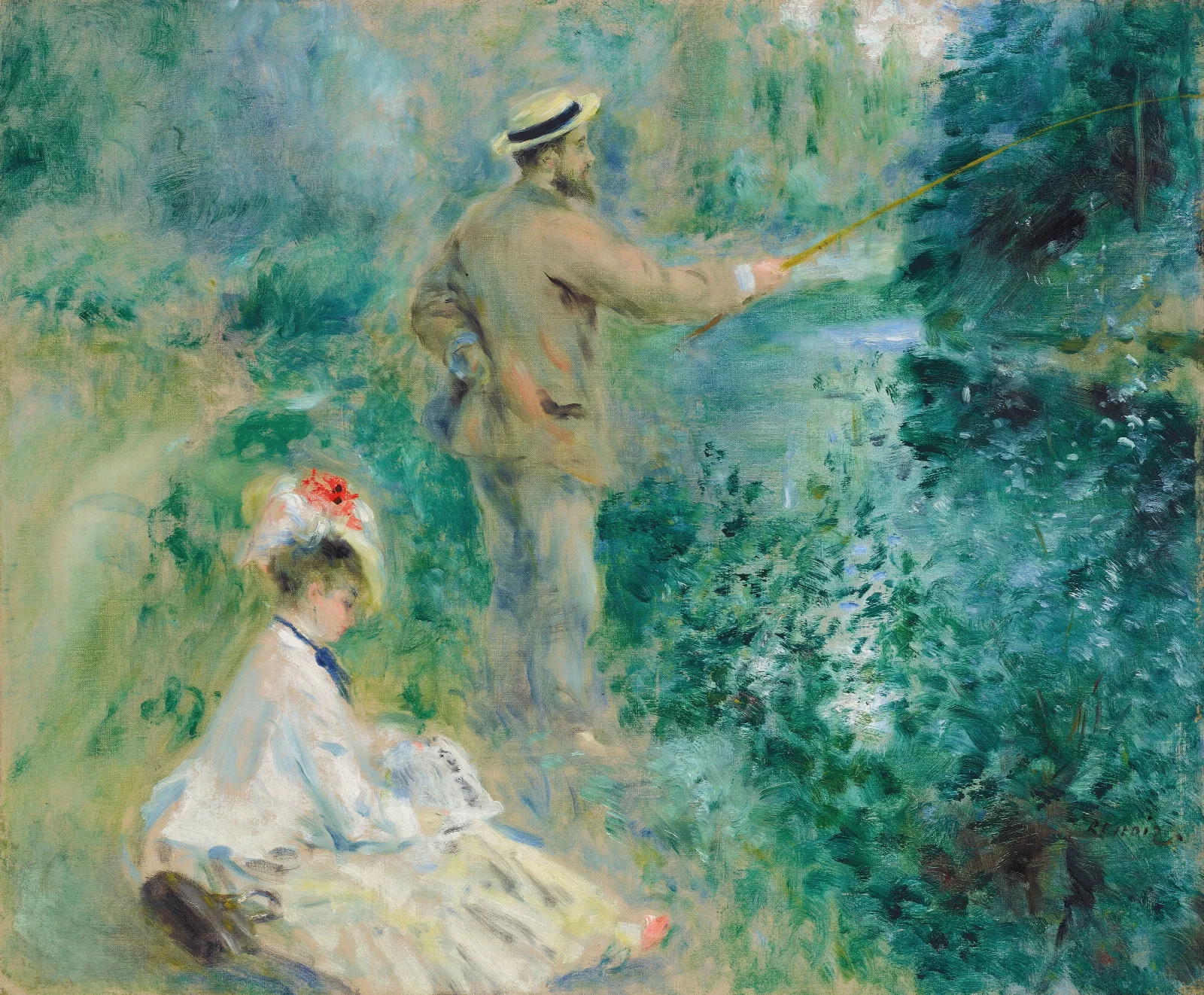 Le Pecheur A La Ligne 2 Wall Art by Pierre-Auguste Renoir - Canvas Print