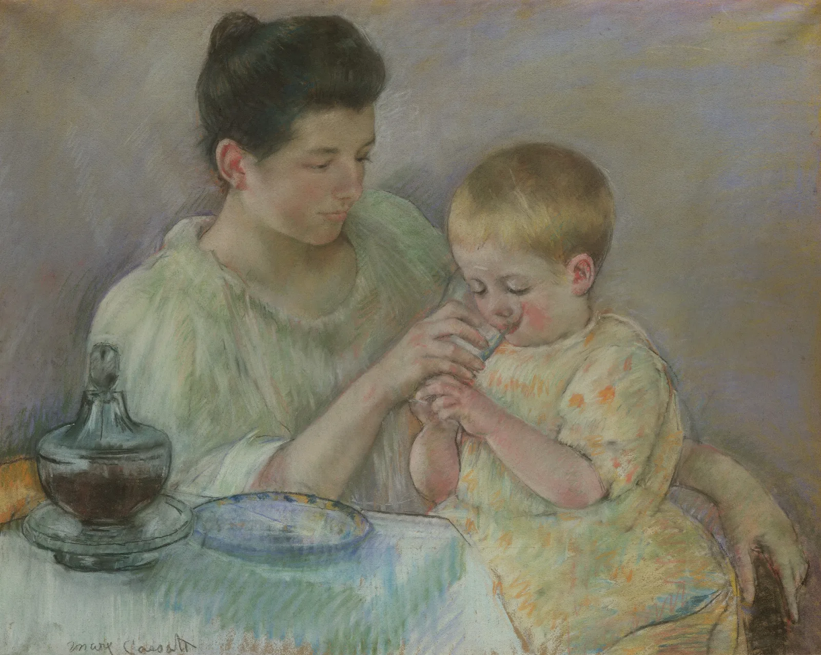Mother Feeding Child Wall Art by Mary Cassatt - Canvas Print