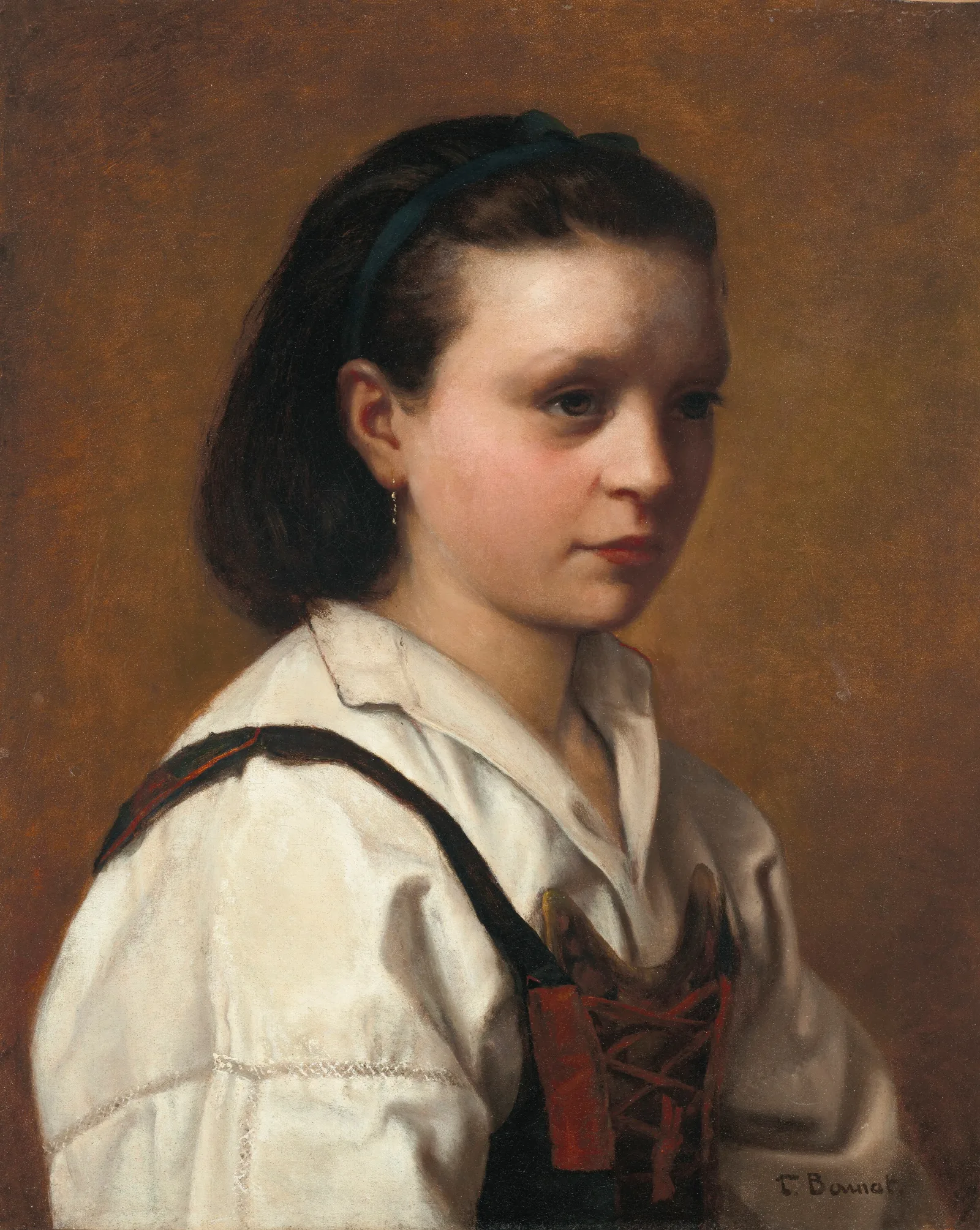 La Jeune Italienne 2 Wall Art by Léon Bonnat - Canvas Print