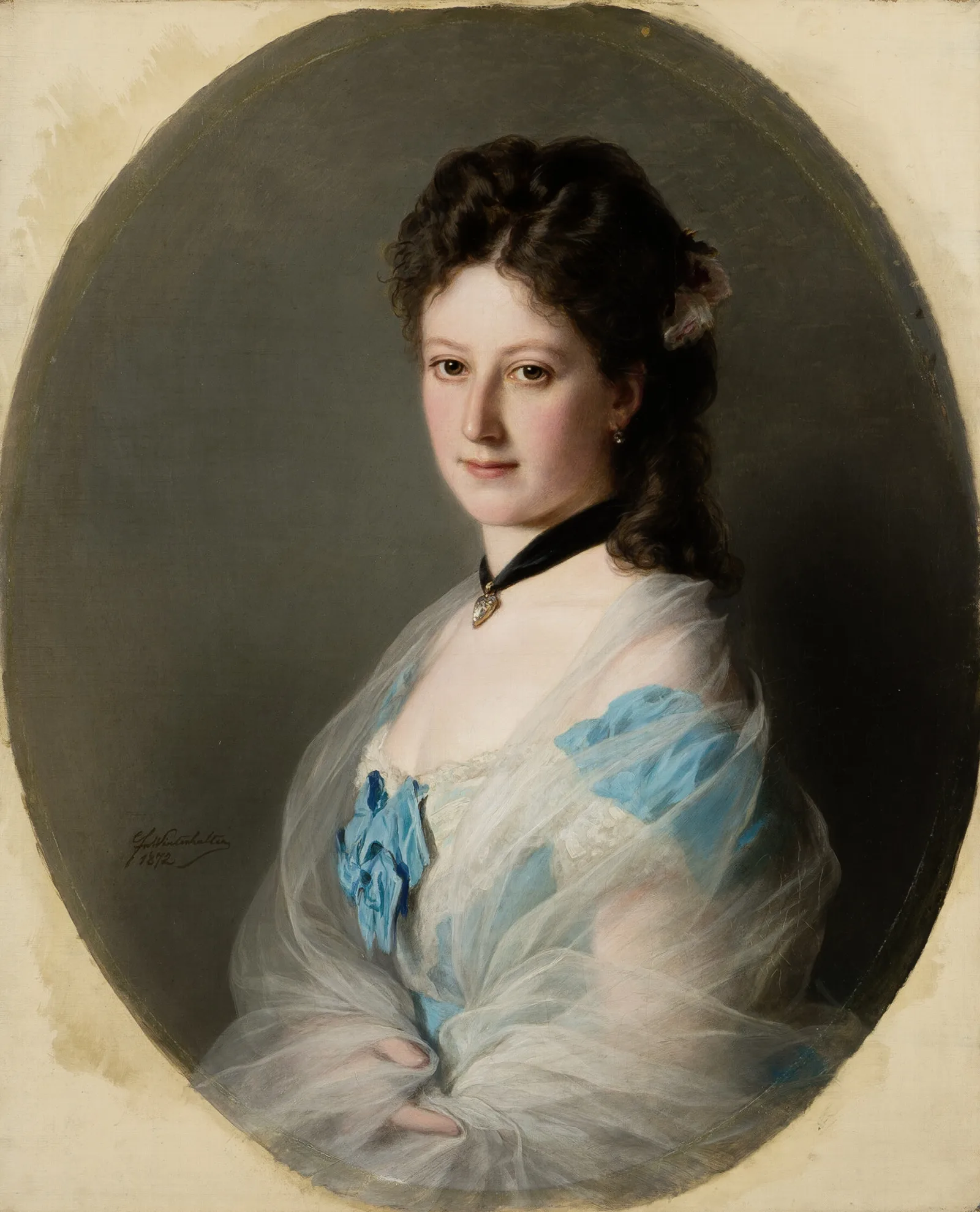 Portrait Of Olga Von Grunelius Wall Art by Franz Xaver Winterhalter - Canvas Print
