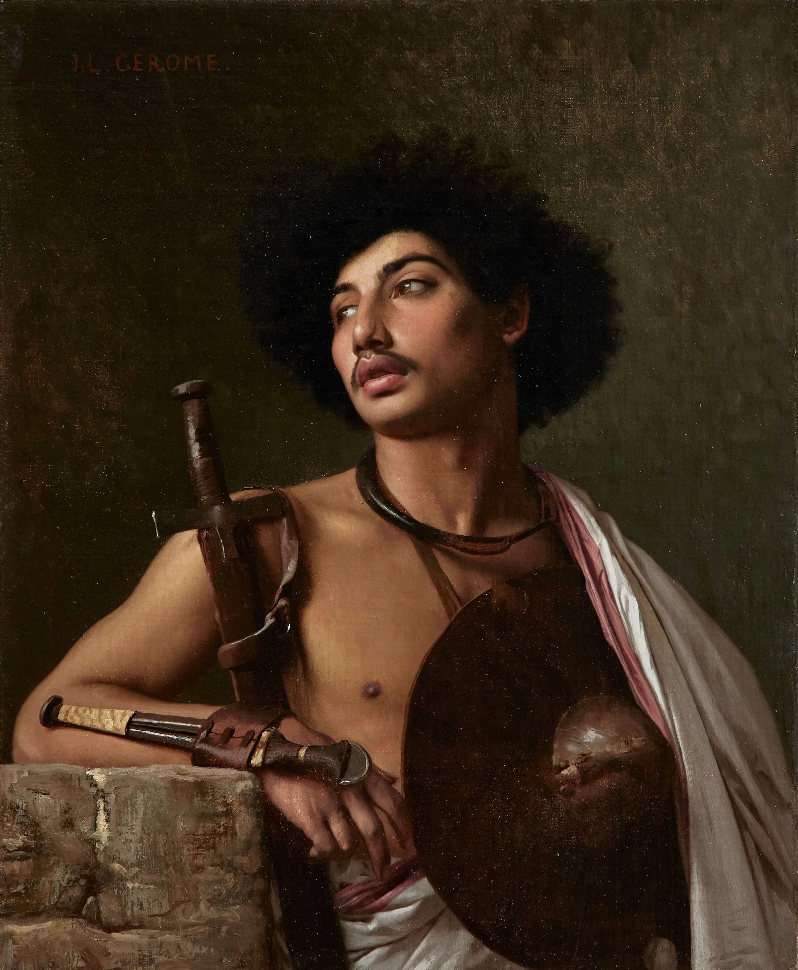 A Bischari Warrior Wall Art by Jean-Léon Gérôme - Canvas Print