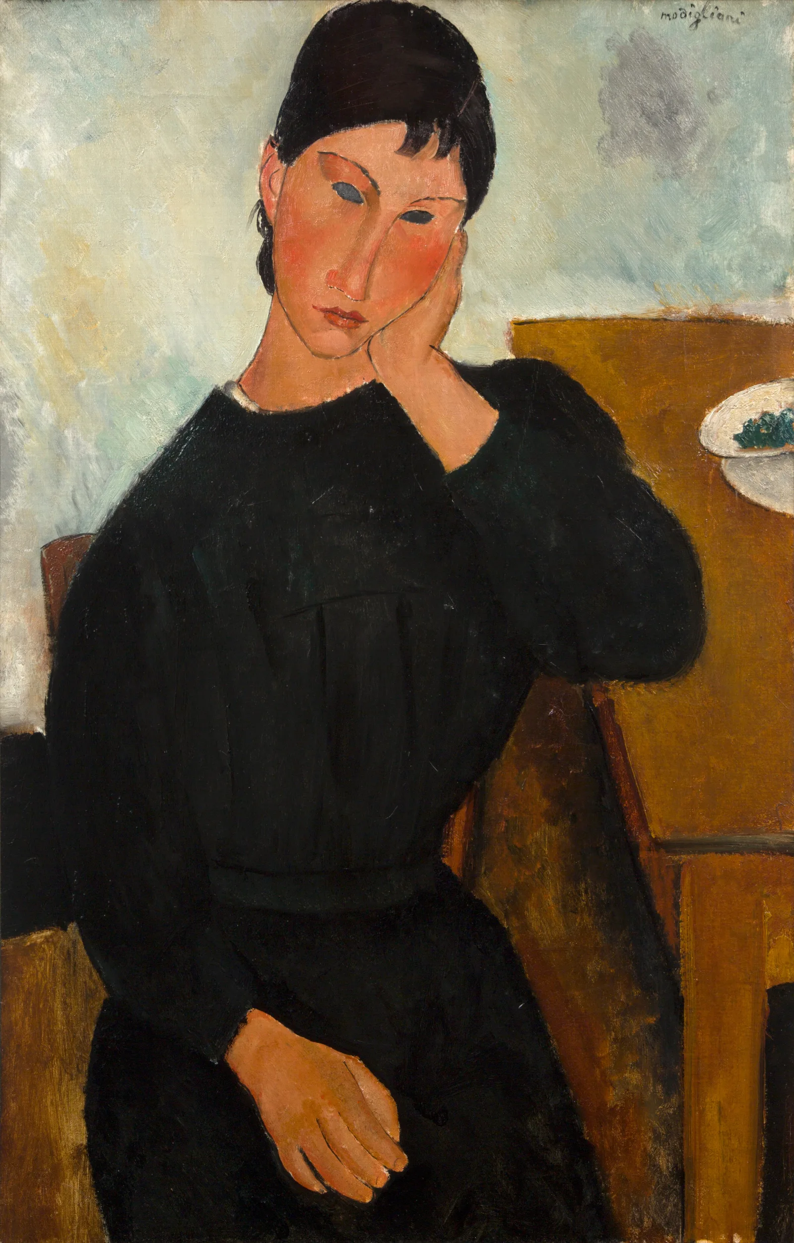 Elvira Resting At A Table Wall Art by Amedeo Modigliani - Canvas Print
