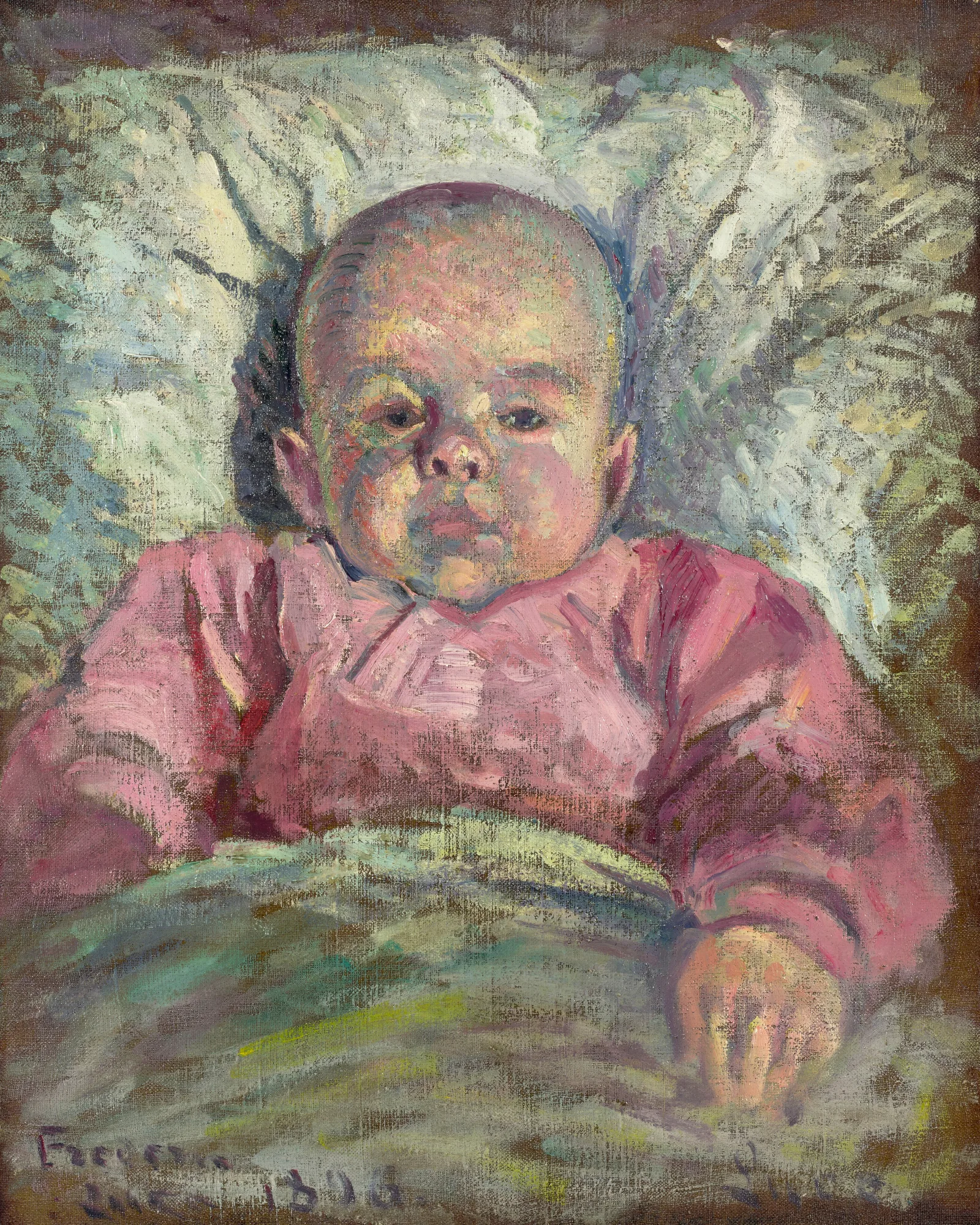 Portrait De Frederic Luce Bebe Wall Art by Maximilien Luce - Canvas Print