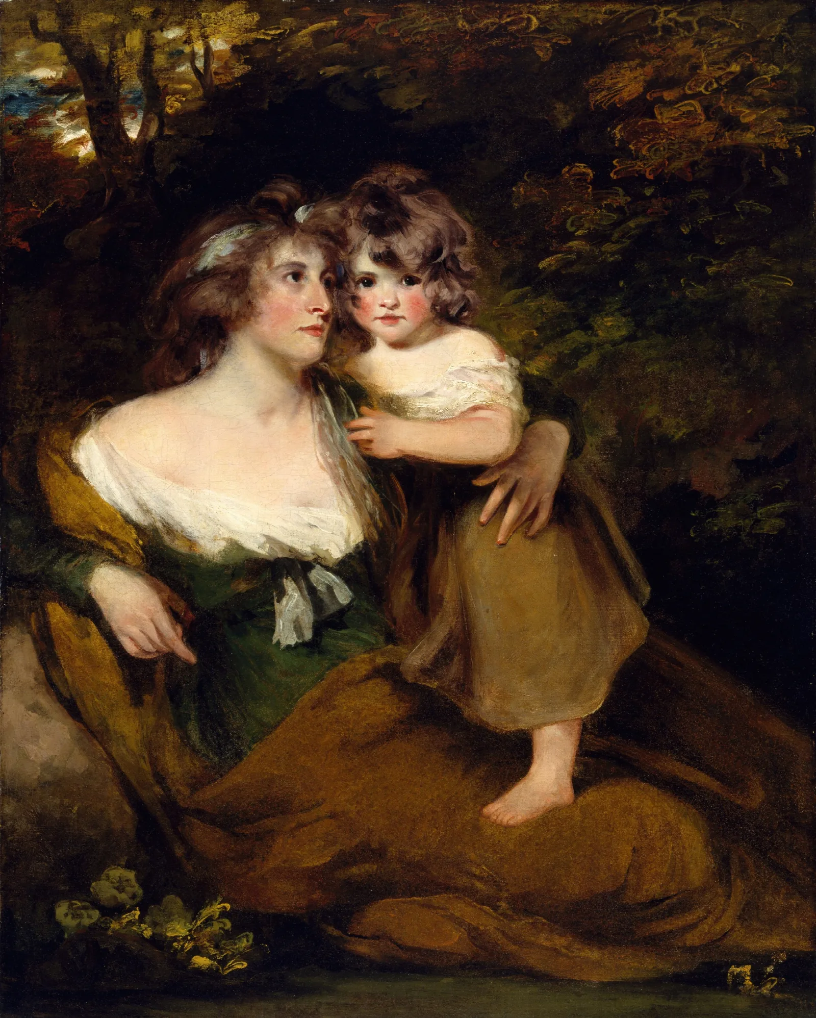 The Countess Of Darnley And Her Daughter Lady Elizabeth Bligh Wall Art by John Hoppner - Canvas Print