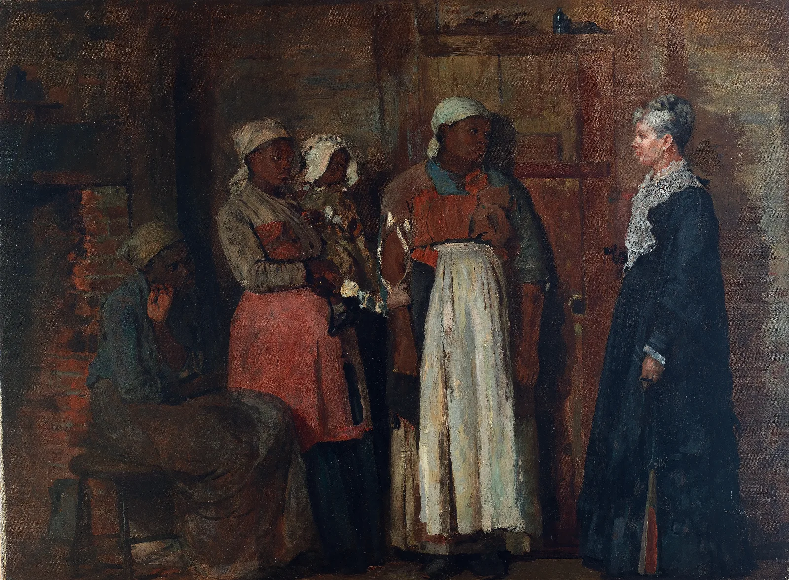 A Visit From The Old Mistress Wall Art by Winslow Homer - Canvas Print