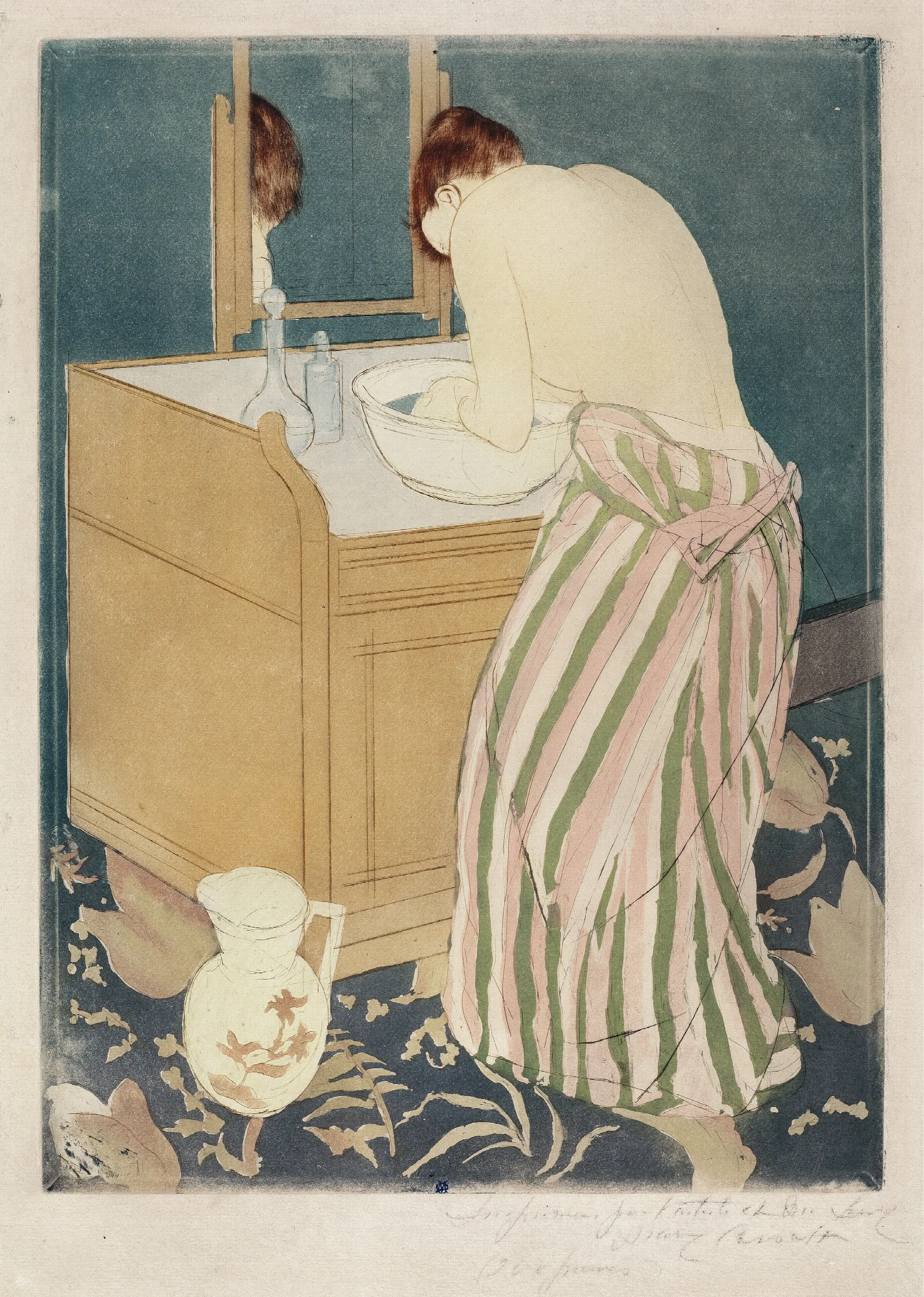 Woman Bathing Wall Art by Mary Cassatt - Canvas Print