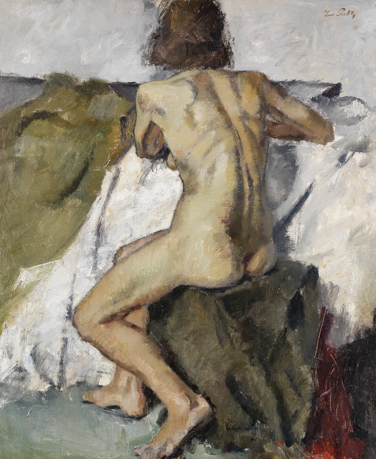 Sitzender Weiblicher Ruckenakt Wall Art by Leo Putz - Canvas Print